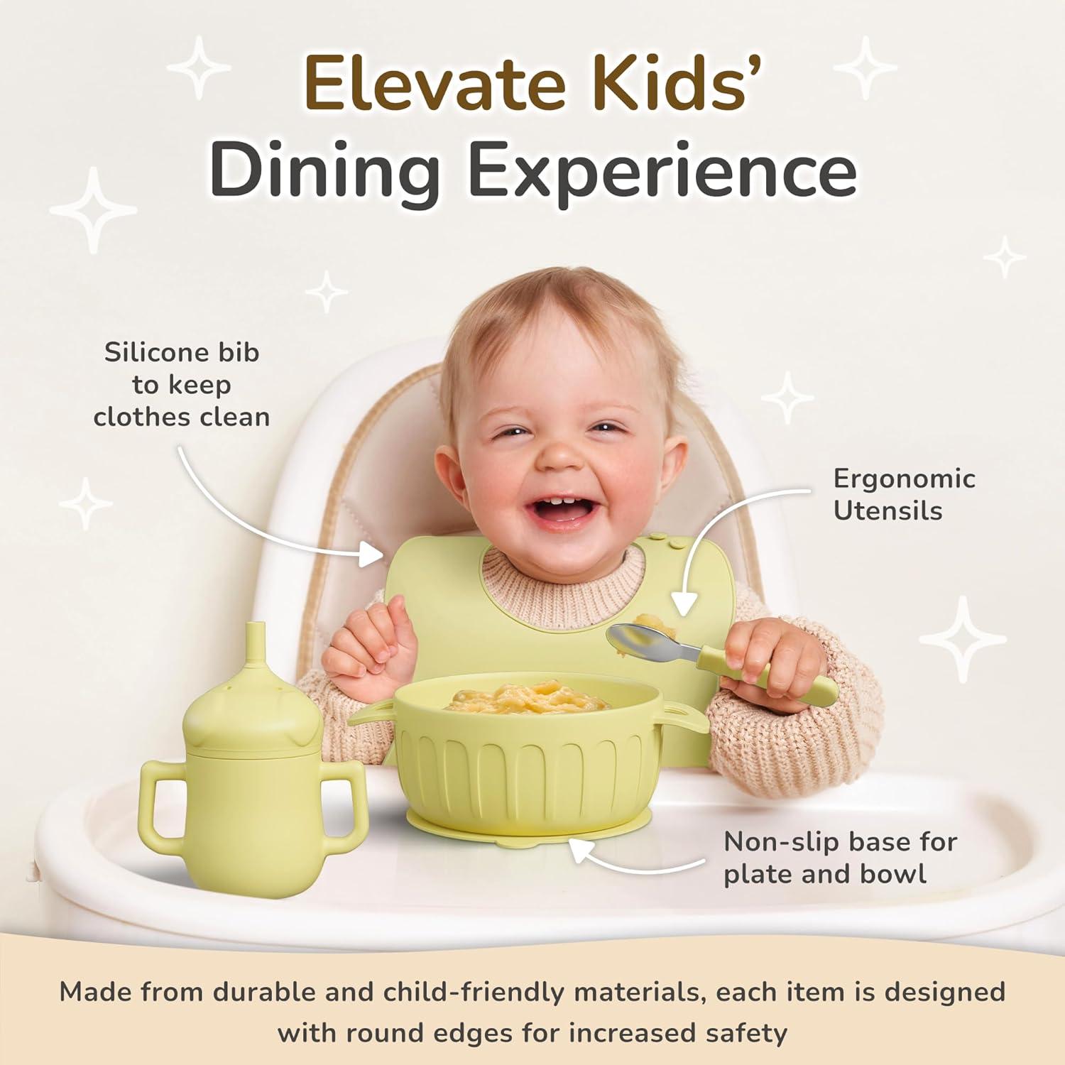 Set de Alimentación para Bebés Mimi & Kiki - Silicona BPA Libre, 7 Piezas