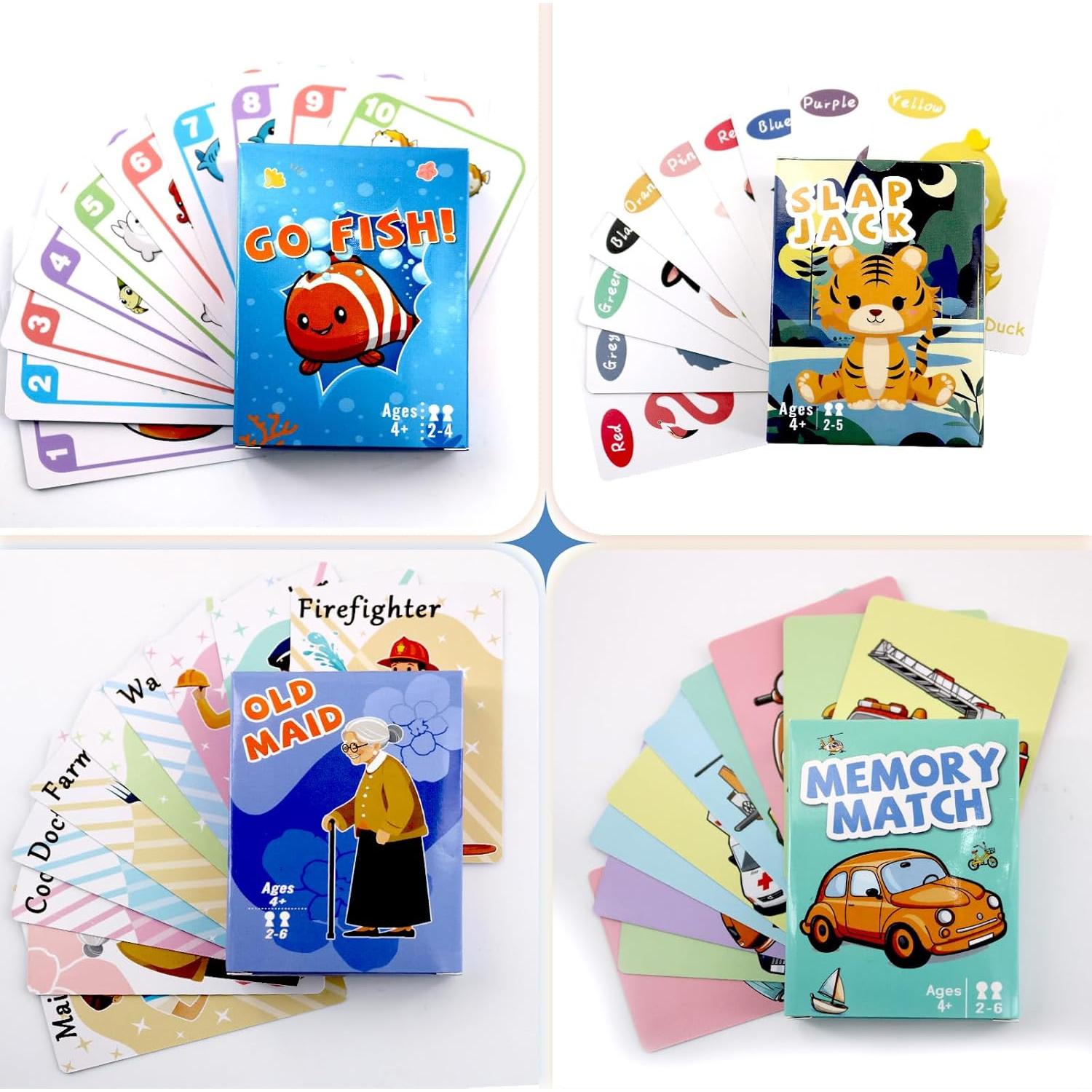 Juegos de Cartas Clásicos Floatlive - 4 Barajas para Niños
