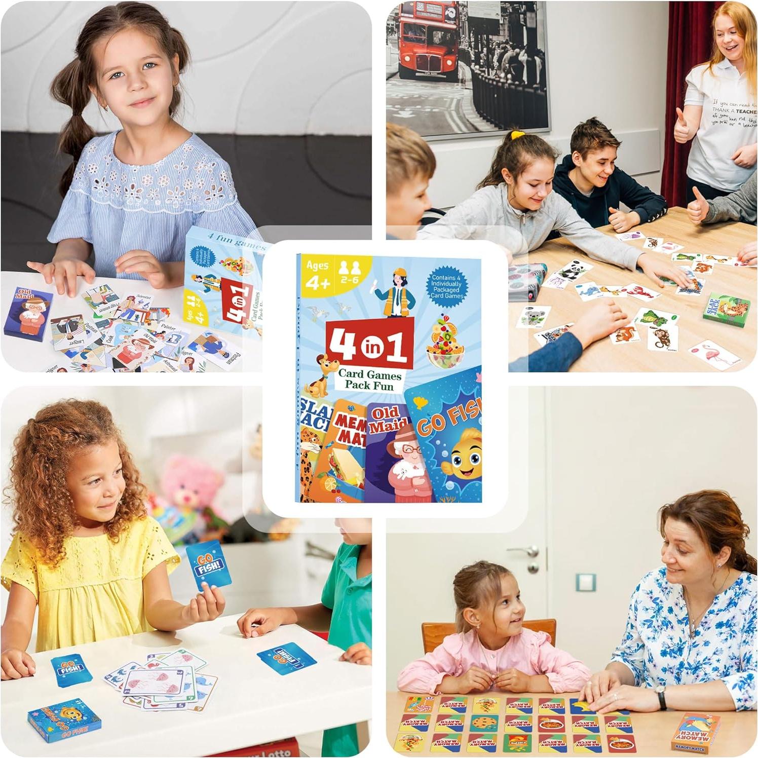 Juegos de Cartas Clásicos Timenued - 4 Barajas para Niños