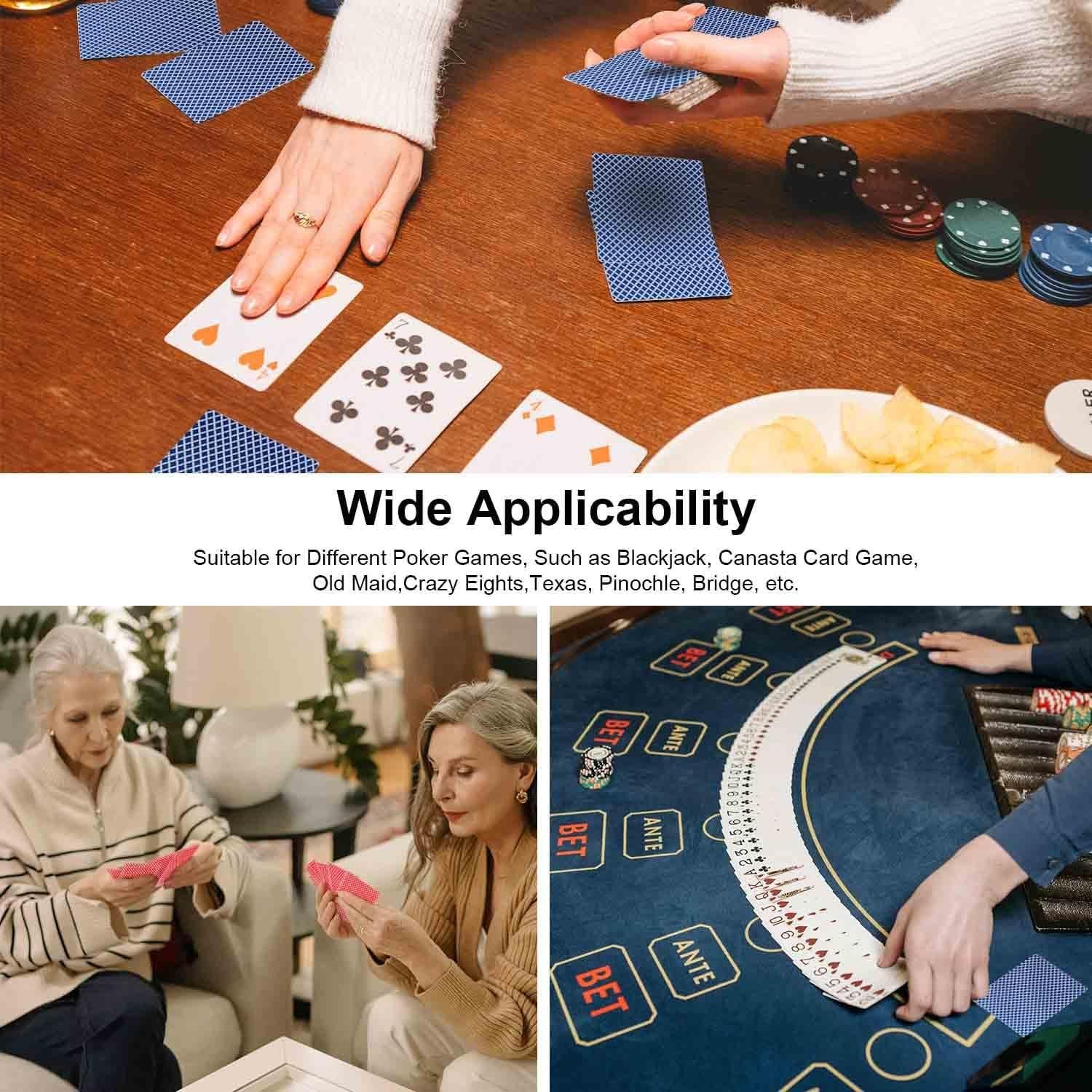 Cartas de Juego Impermeables WUGAUWOR - 2 Barajas Rojo y Azul