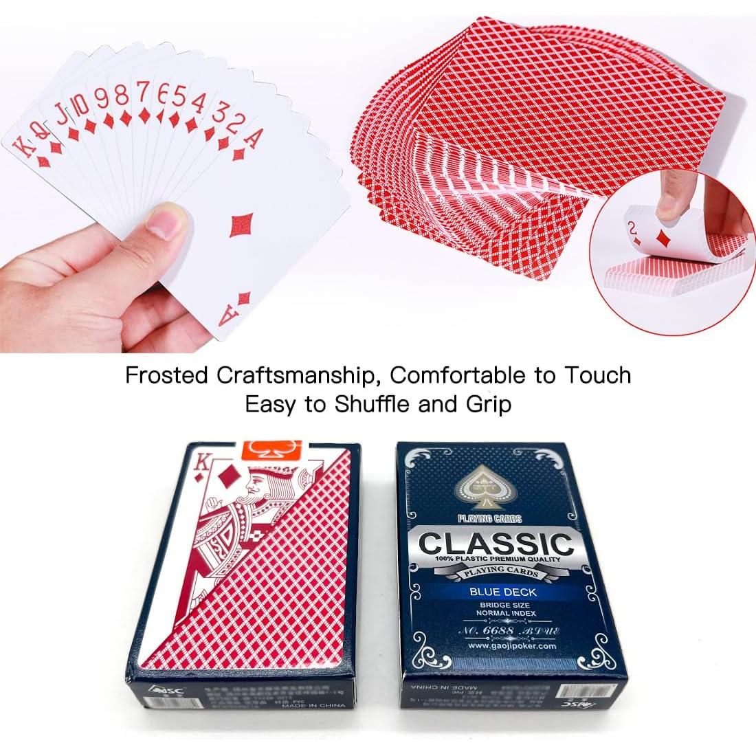 Cartas de Juego Impermeables WUGAUWOR - 2 Barajas Rojo y Azul