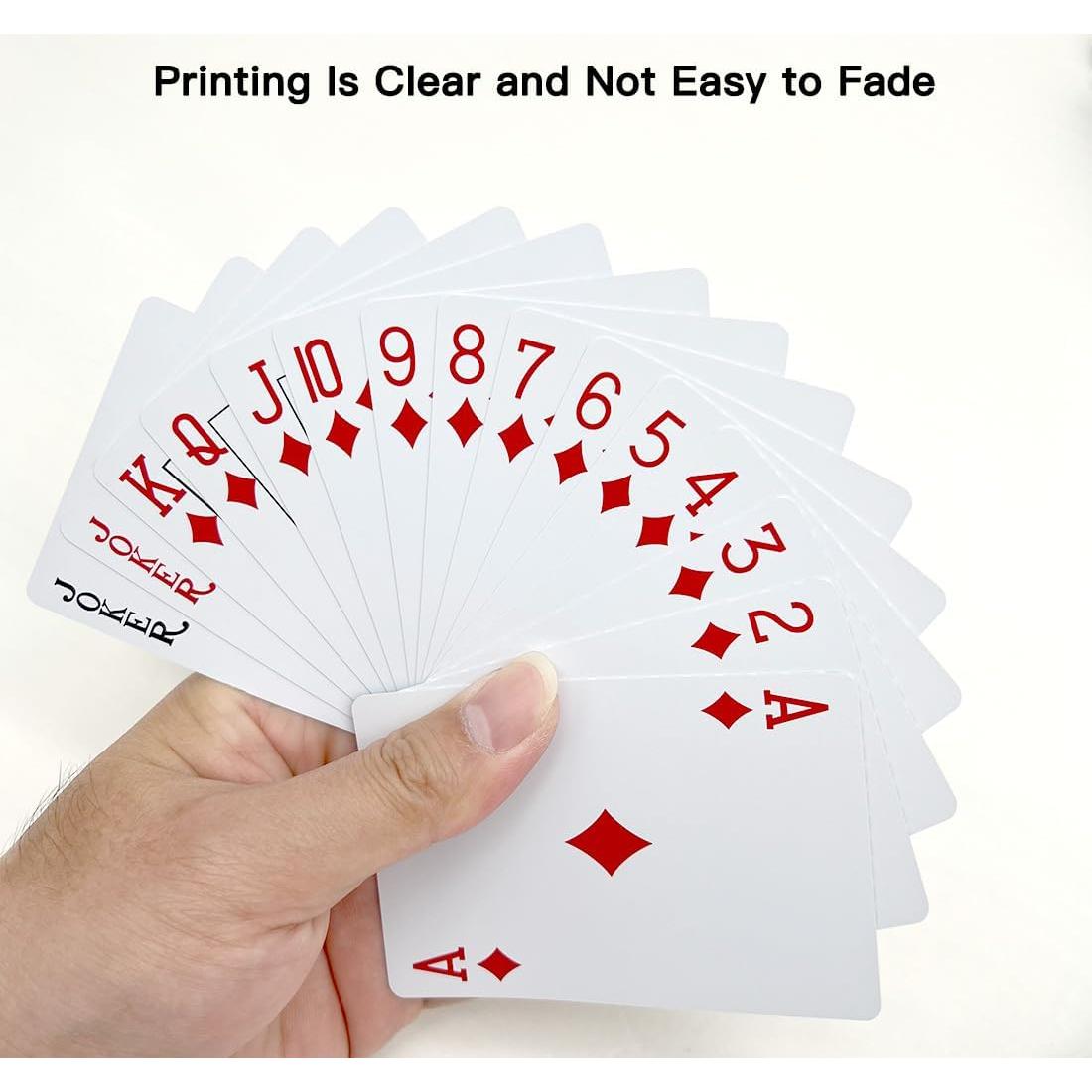 Cartas de Juego Impermeables WUGAUWOR - 2 Barajas Rojo y Azul