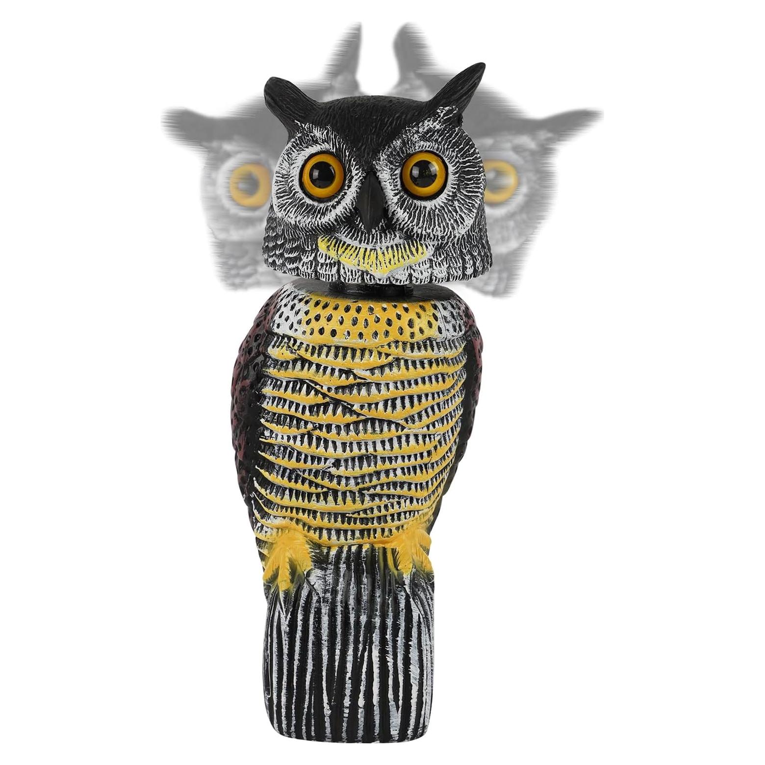 Estatua de Búho de Plástico Glintoper 42 cm con Cabeza Móvil