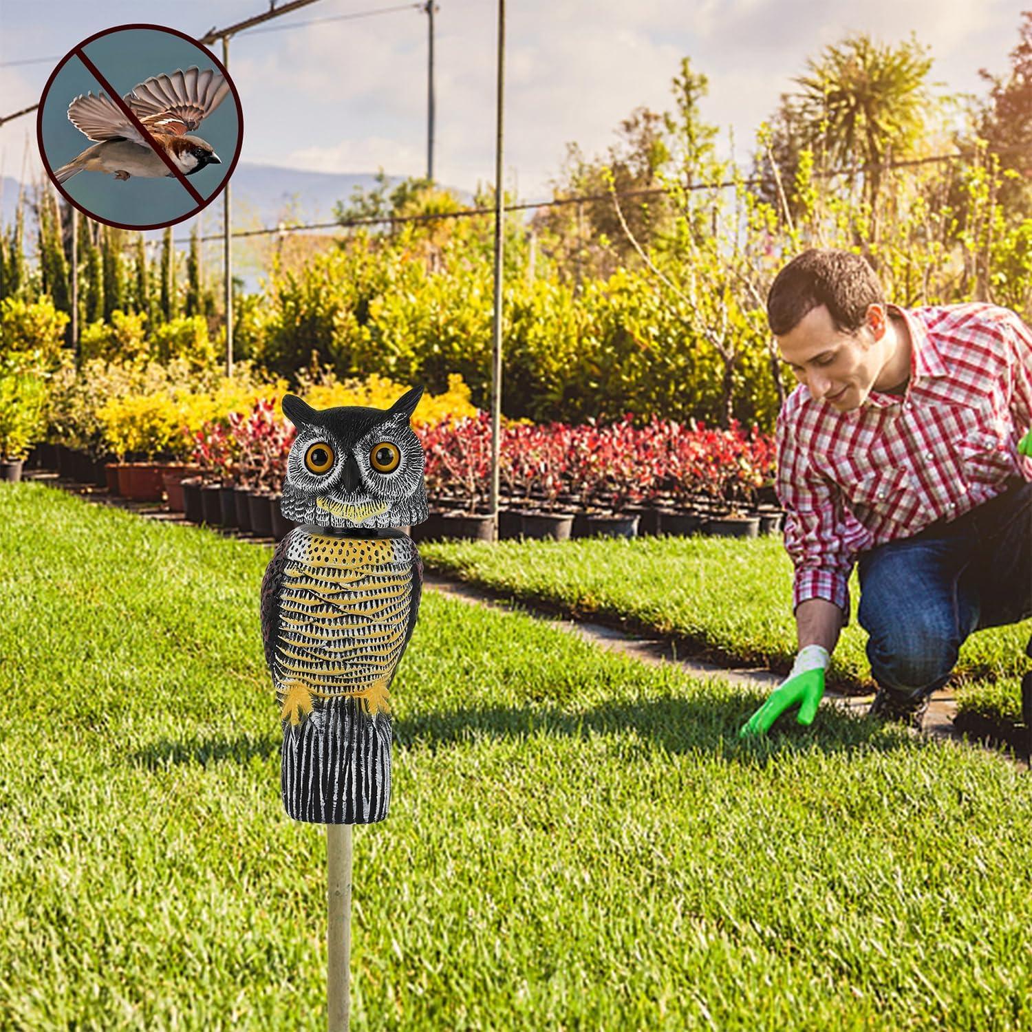 Estatua de Búho de Plástico Glintoper 42 cm con Cabeza Móvil