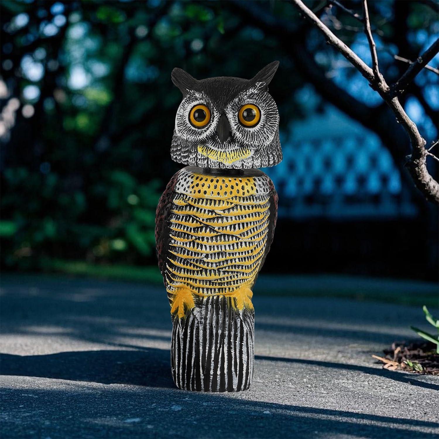 Estatua de Búho de Plástico Glintoper 42 cm con Cabeza Móvil