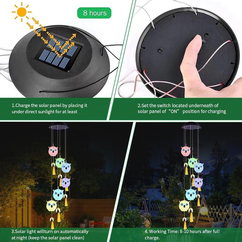 Carillón de Viento Solar YZYOE MTYF con Luces LED Multicolor