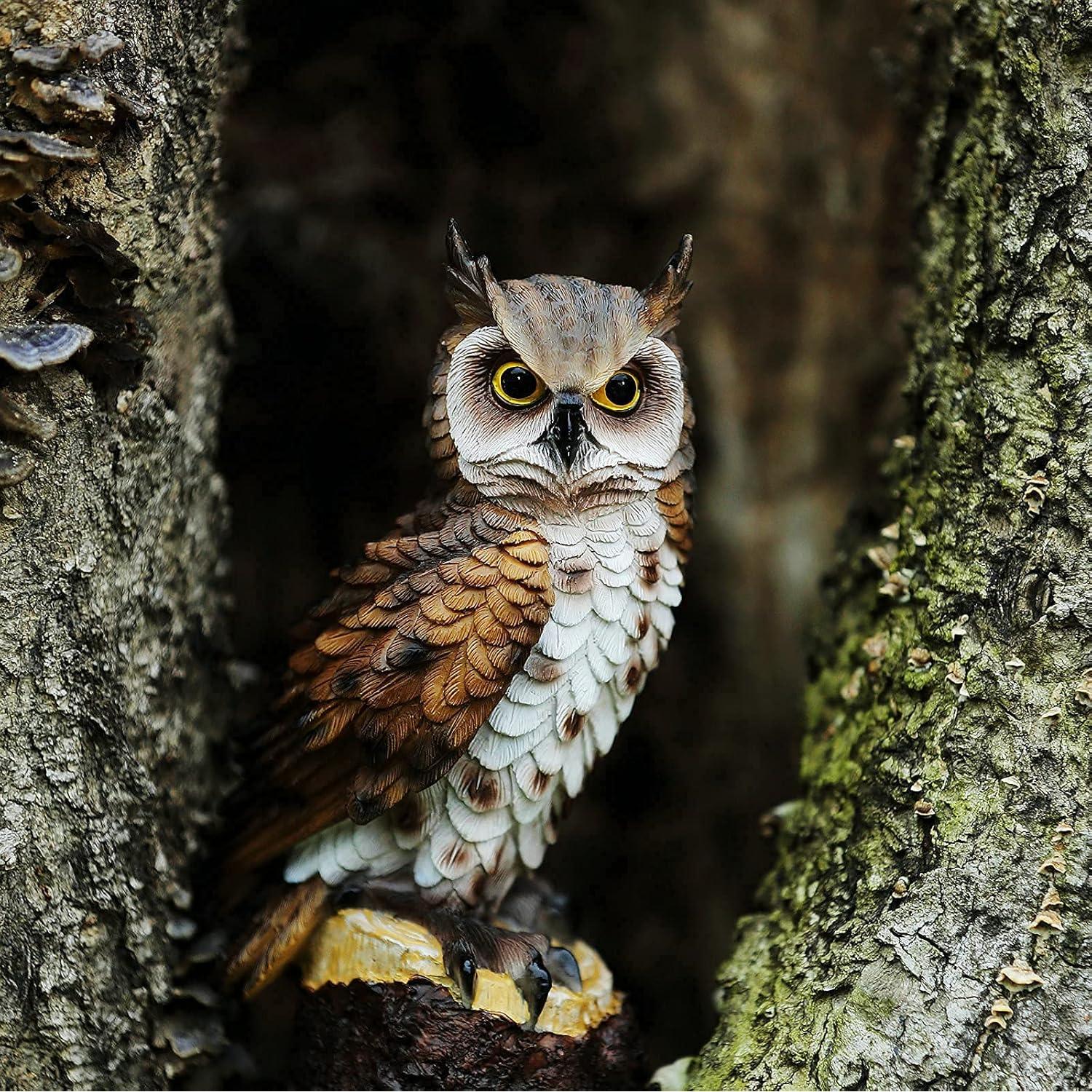 Estatua de Búho de Jardín Jeelyfu 18 cm Resina Pintada