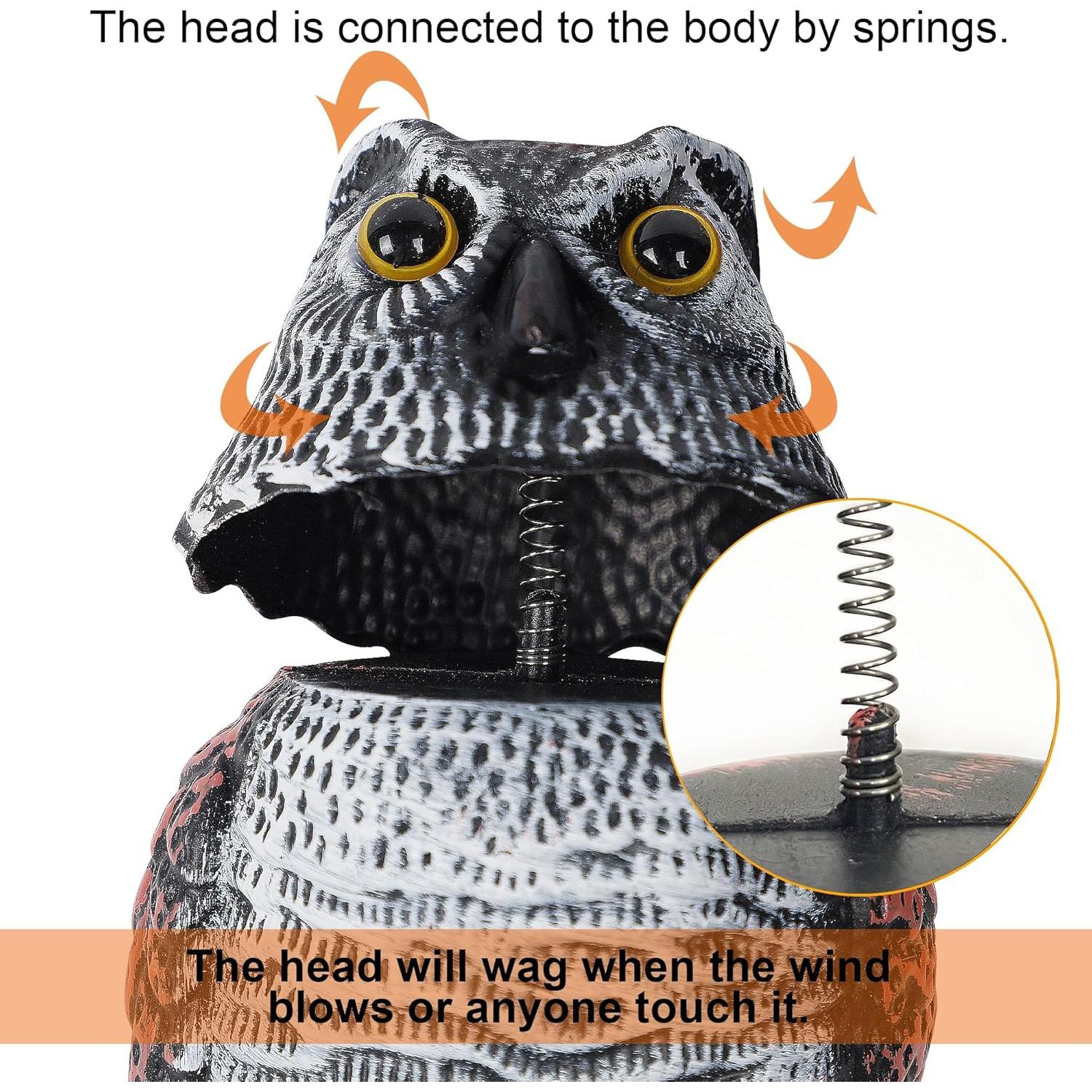 Set de 3 Mini Búhos Espantapájaros Hausse 21 cm Cabeza Móvil