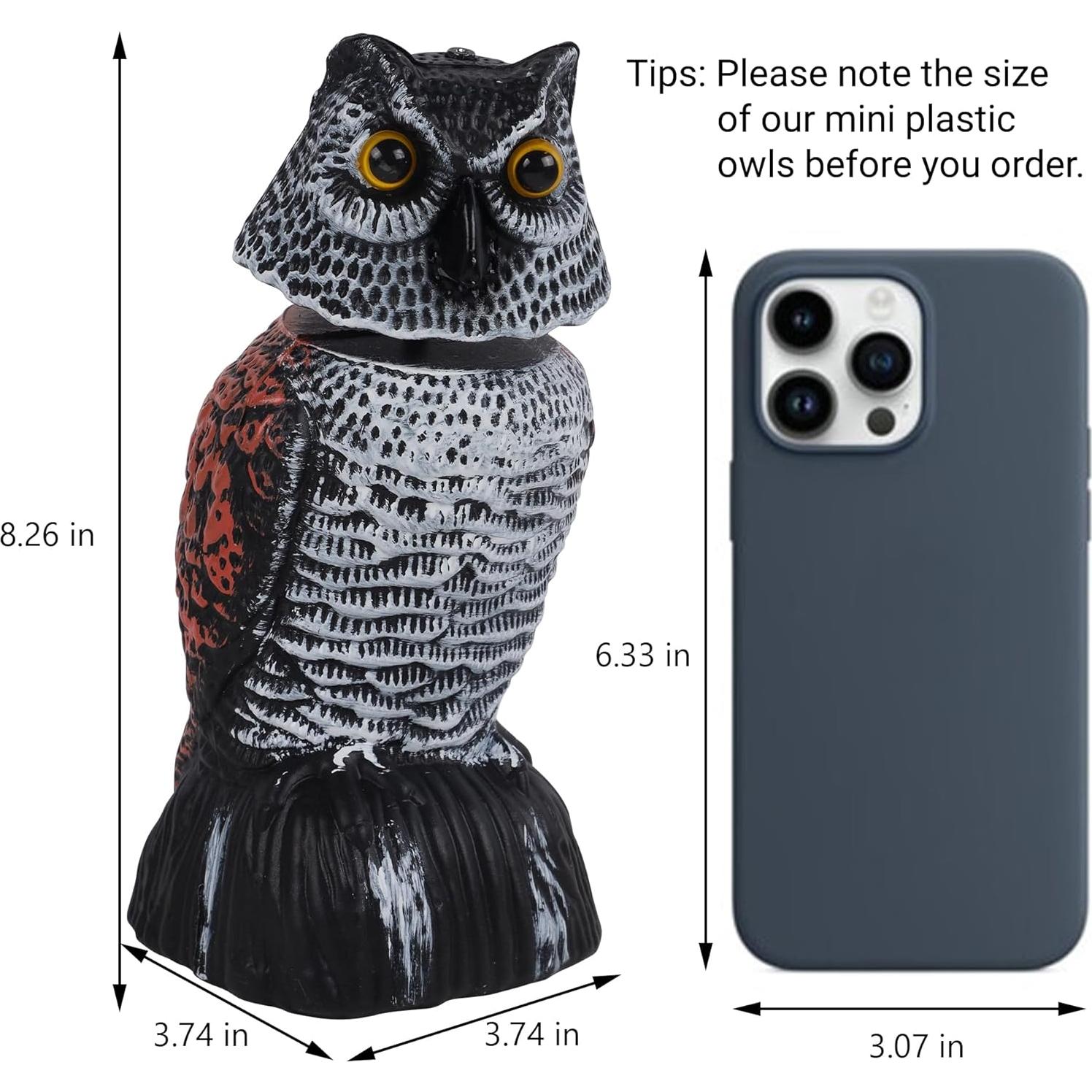 Set de 3 Mini Búhos Espantapájaros Hausse 21 cm Cabeza Móvil