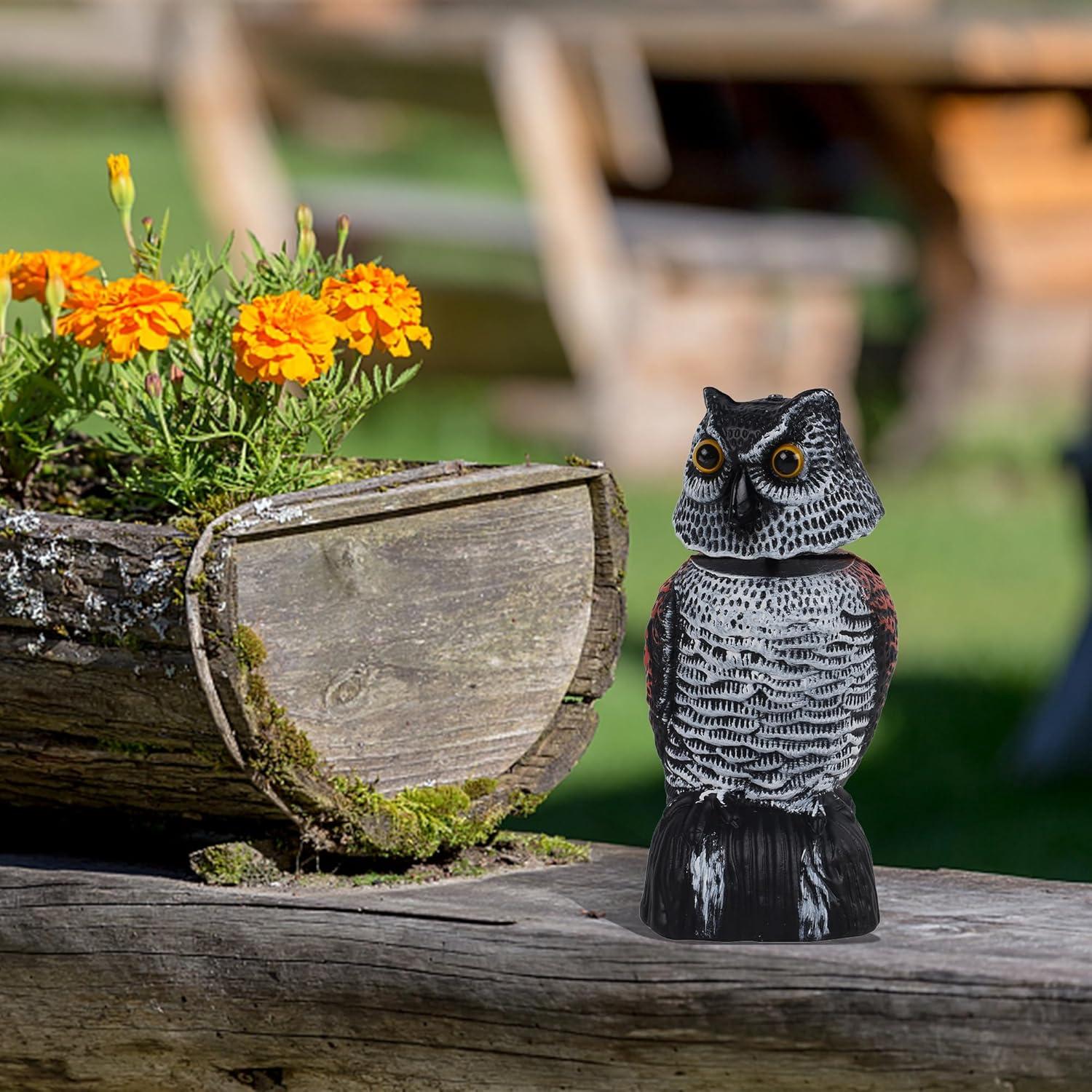 Set de 3 Mini Búhos Espantapájaros Hausse 21 cm Cabeza Móvil