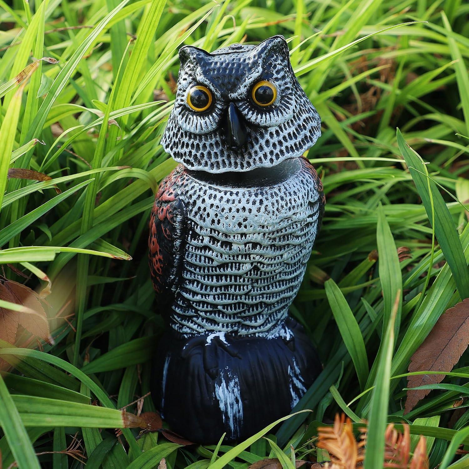 Set de 3 Mini Búhos Espantapájaros Hausse 21 cm Cabeza Móvil