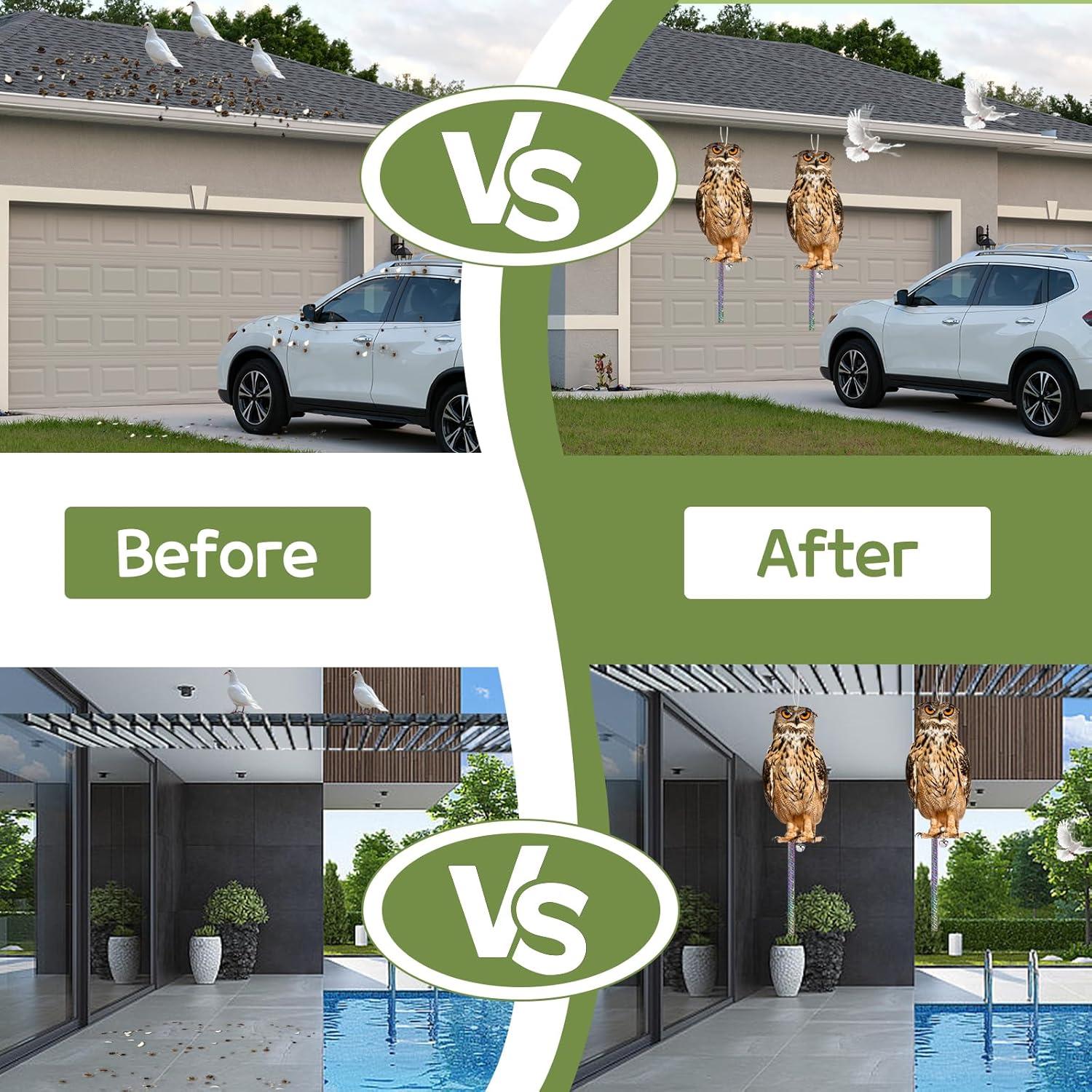 Búhos Espantapájaros Colgantes Kungfu Mall - Paquete de 3