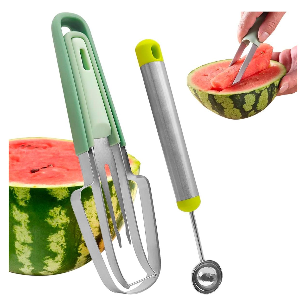 Cortador de Sandía 3 en 1 YuCool - Acero Inoxidable Verde
