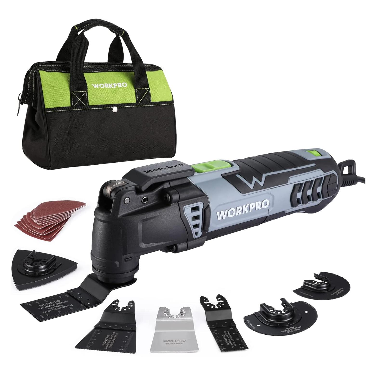 Kit Herramienta Oscilante WORKPRO 3.0A 7 Velocidades 17 Acc.