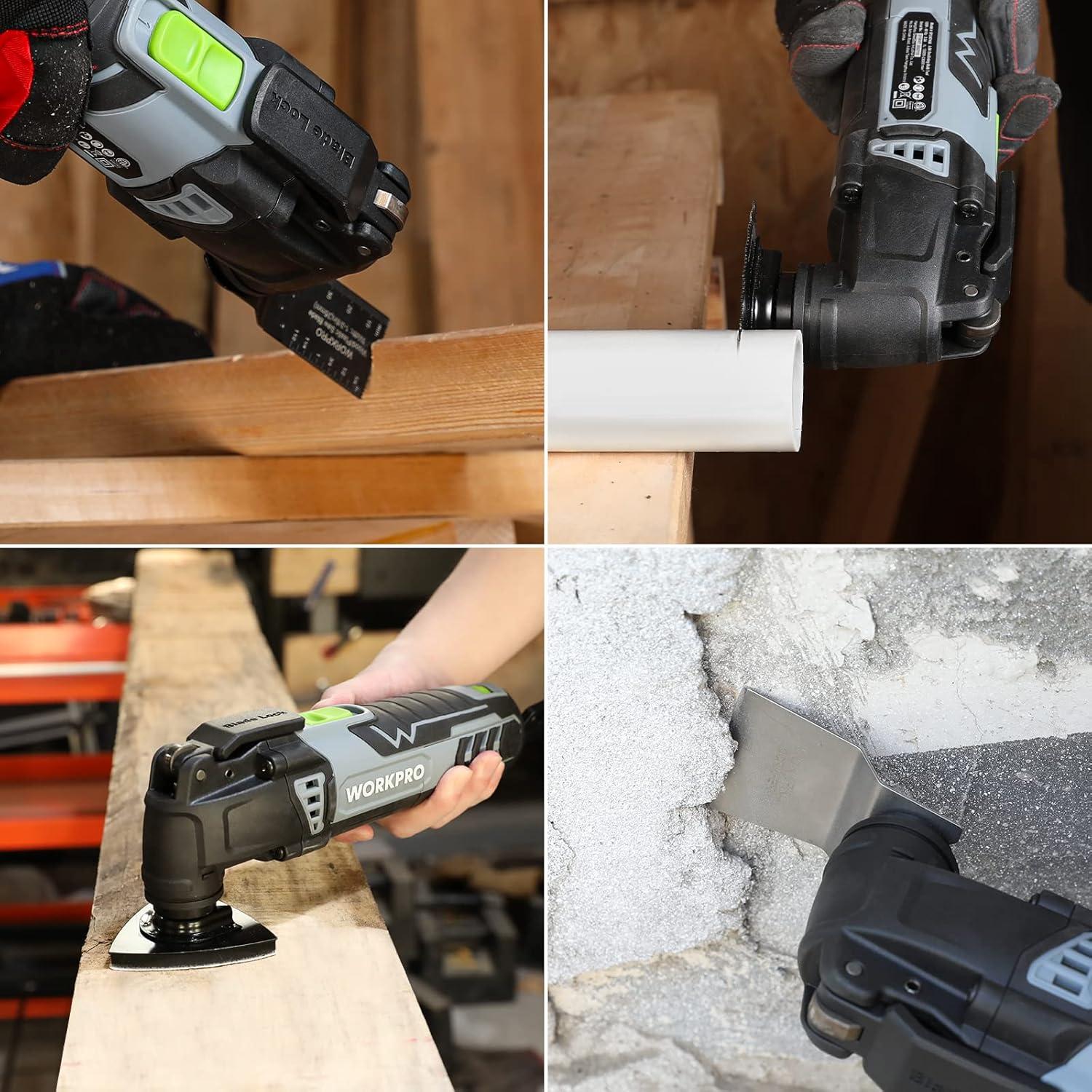 Kit Herramienta Oscilante WORKPRO 3.0A 7 Velocidades 17 Acc.