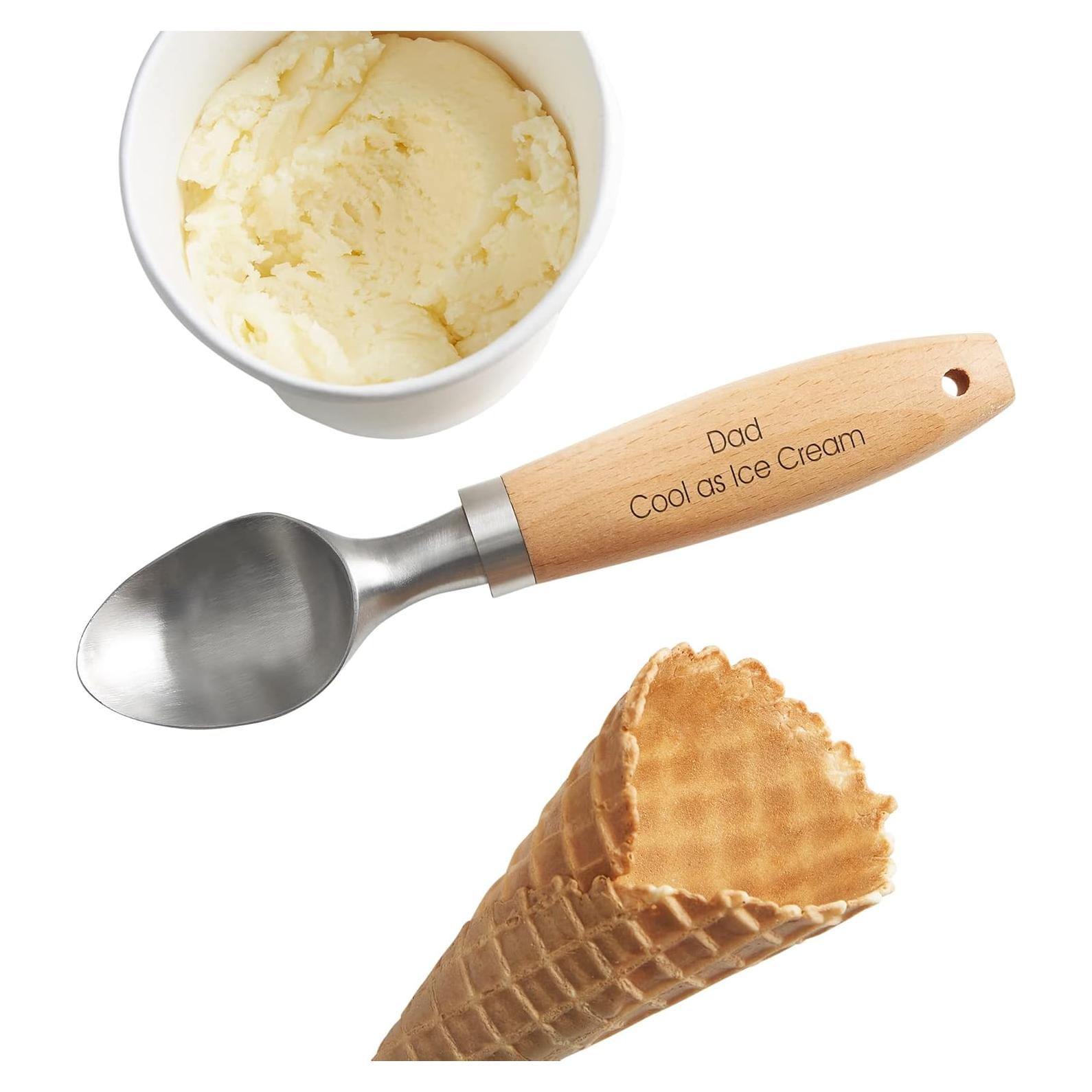 Cuchara de Helado Personalizada Acero Inoxidable con Mango de Madera