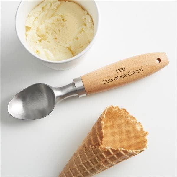 Cuchara de Helado Personalizada Acero Inoxidable con Mango de Madera