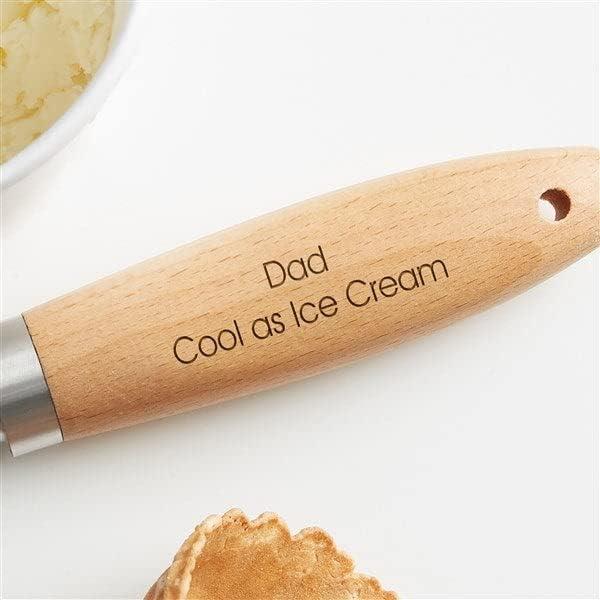 Cuchara de Helado Personalizada Acero Inoxidable con Mango de Madera