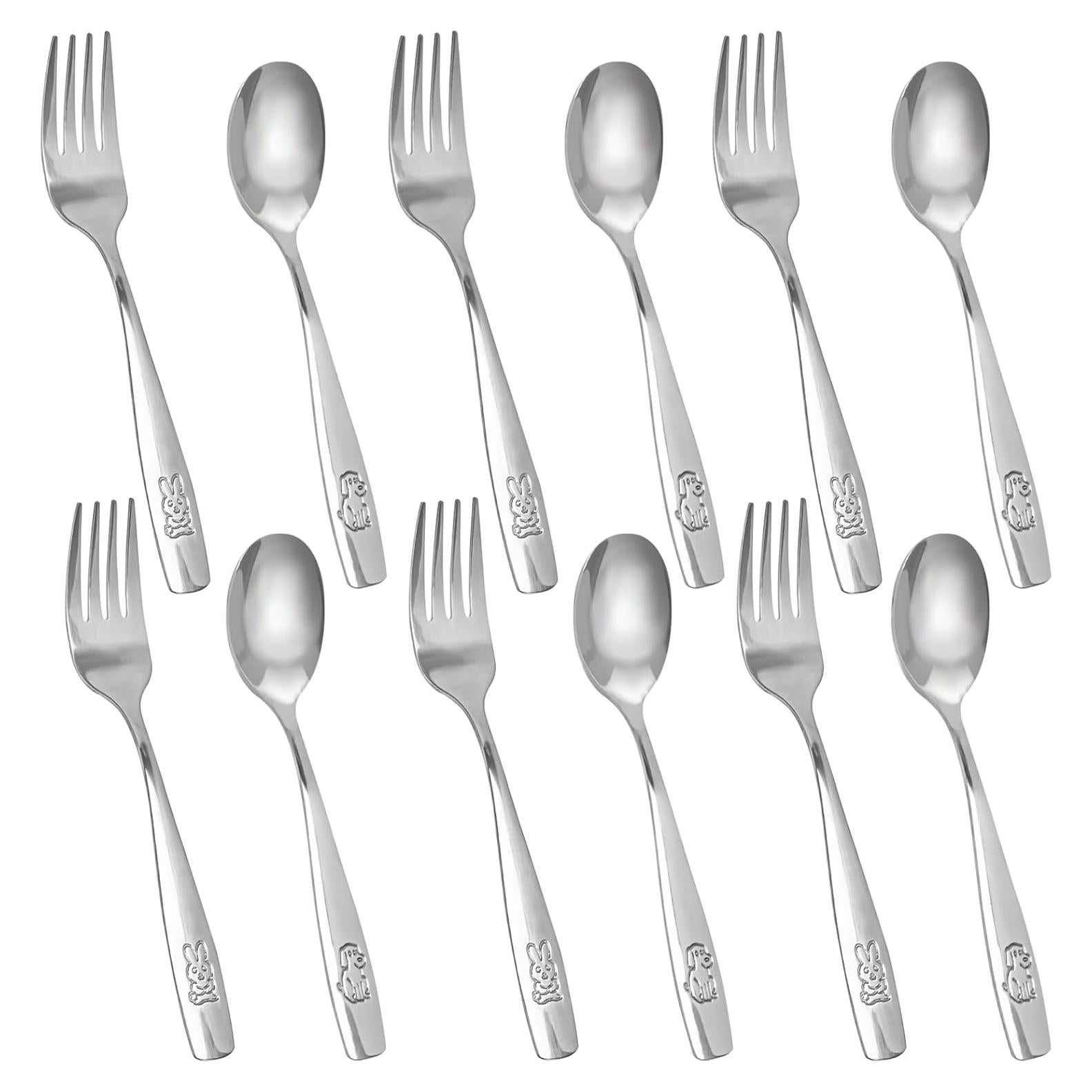 HAKSEN Juego de Utensilios de Acero Inoxidable para Niños 12PCS