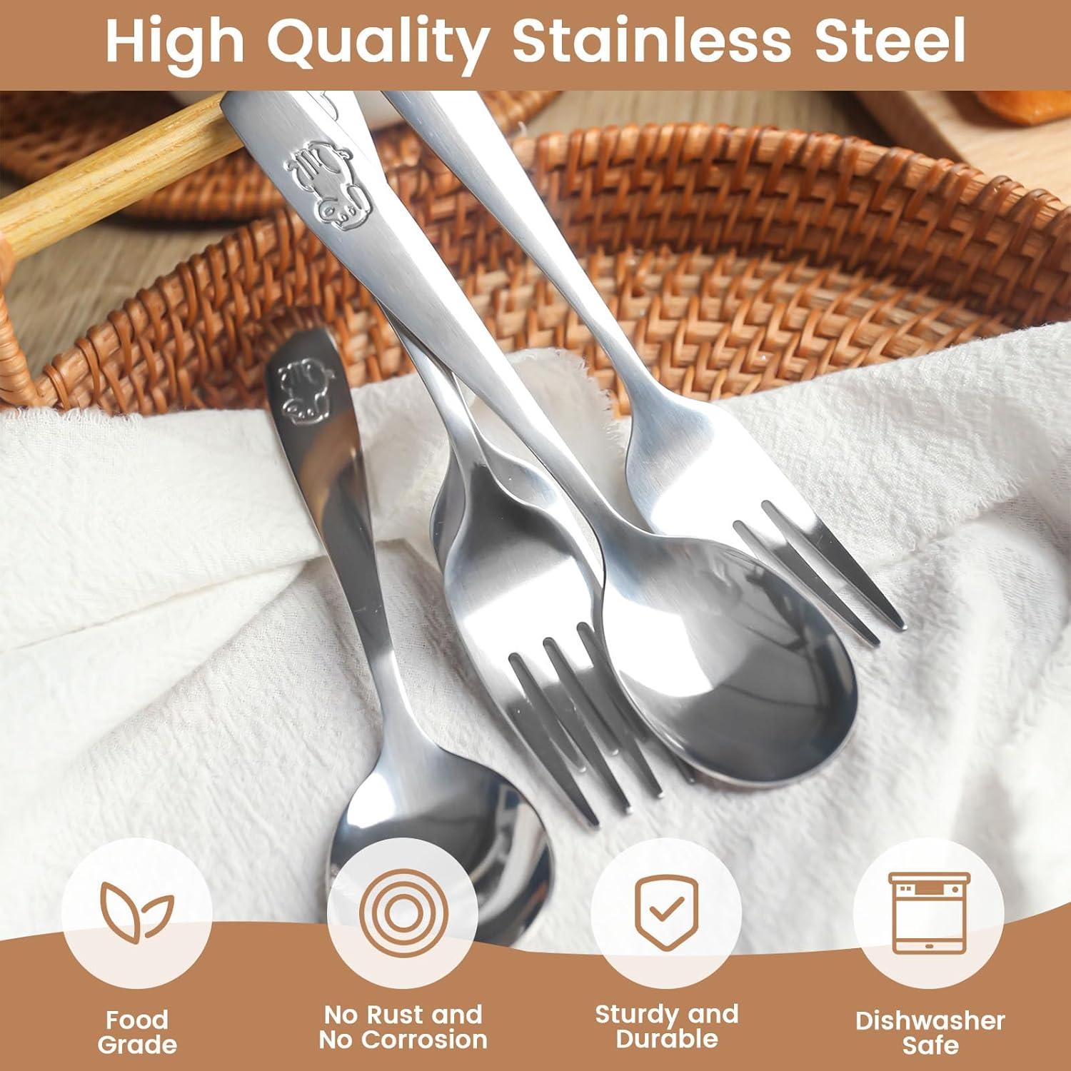 HAKSEN Juego de Utensilios de Acero Inoxidable para Niños 12PCS