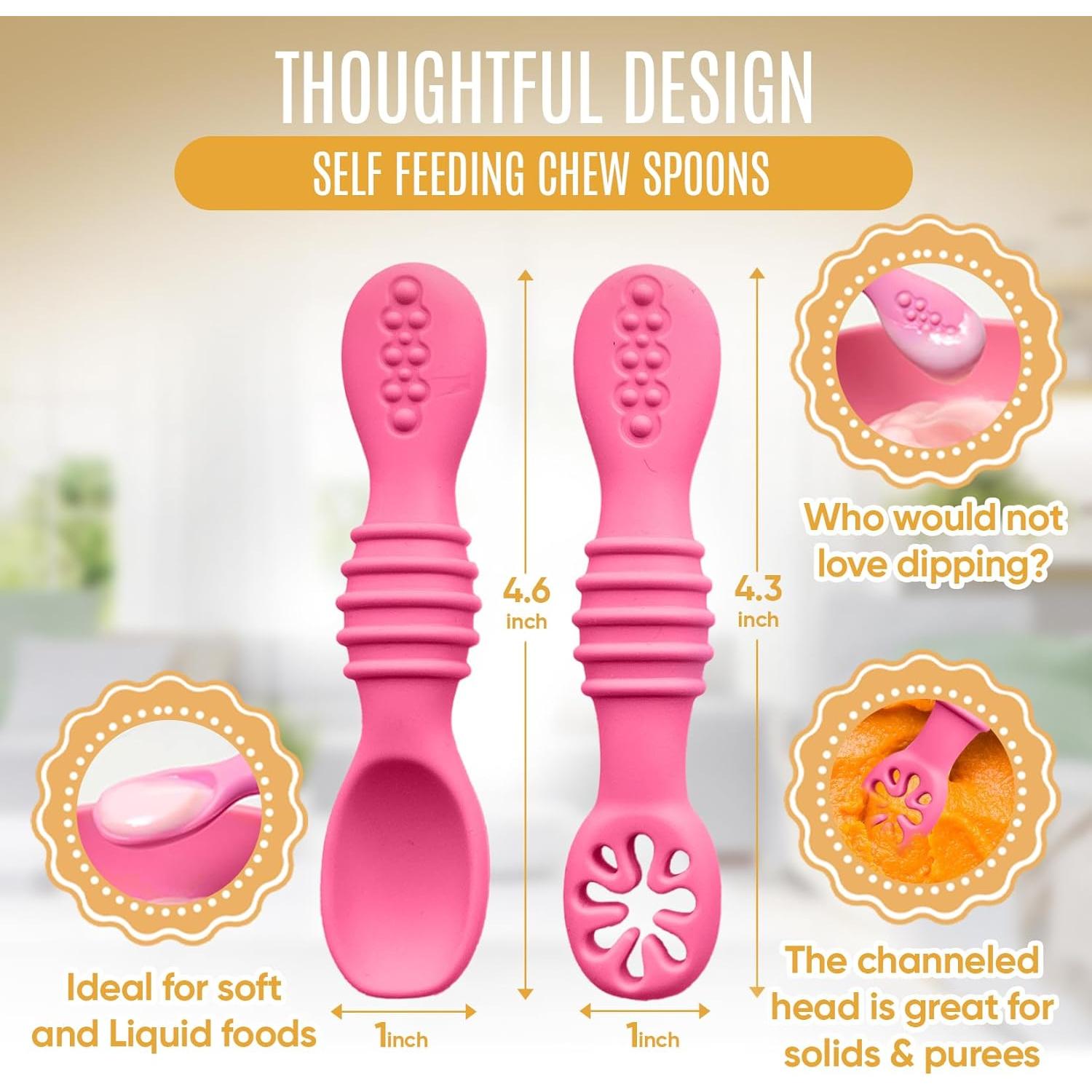 Set de 4 Utensilios de Silicona HippoBaby para Bebés 6-12 meses