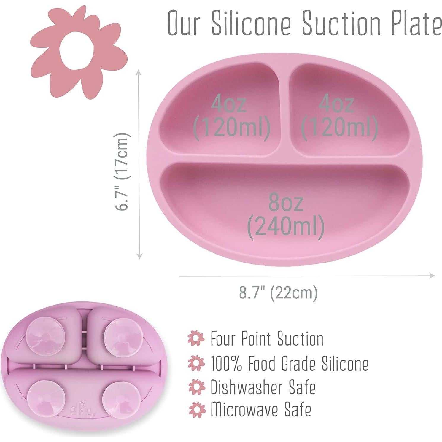 Plato de Succión de Silicona Elk y Amigos + Cubiertos Acero Inoxidable