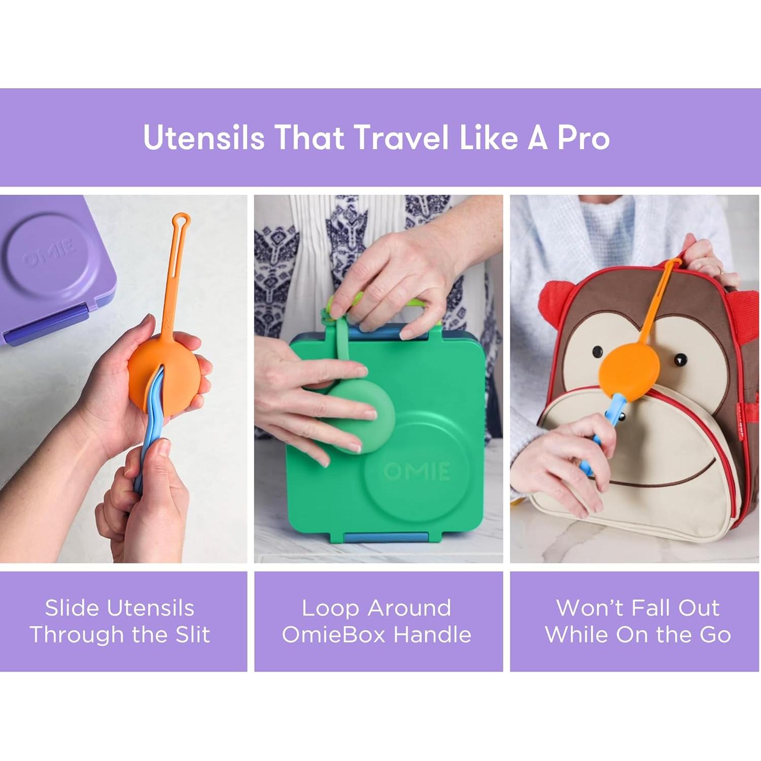 Conjunto de Utensilios Reutilizables Omie para Niños 3+ Años - Lila