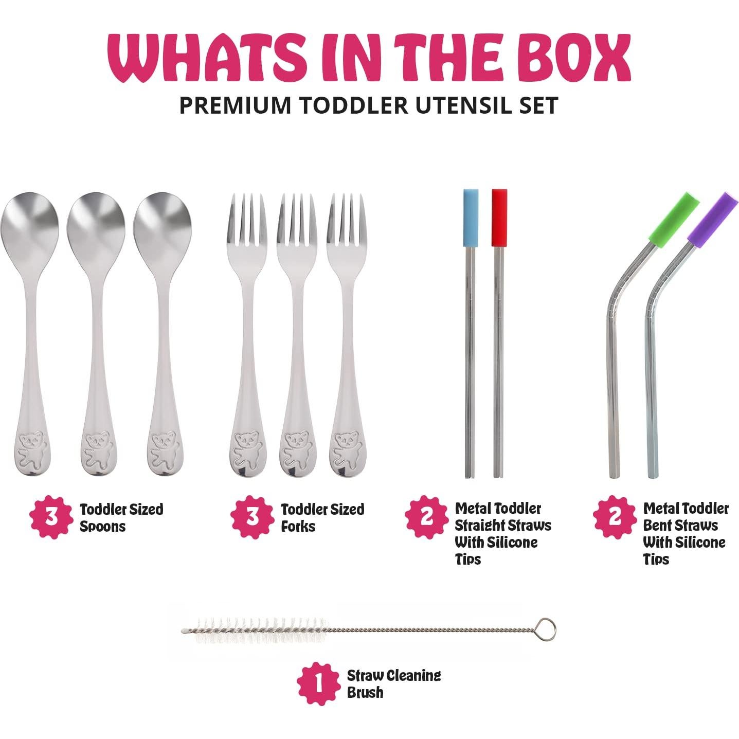 Juego de Cubiertos para Niños HOMEFAVE 15 Piezas Acero Inoxidable