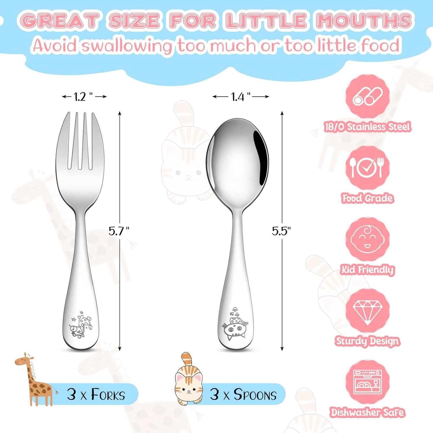 Set de Cubiertos para Niños TeamFar - 6 Piezas Acero Inoxidable