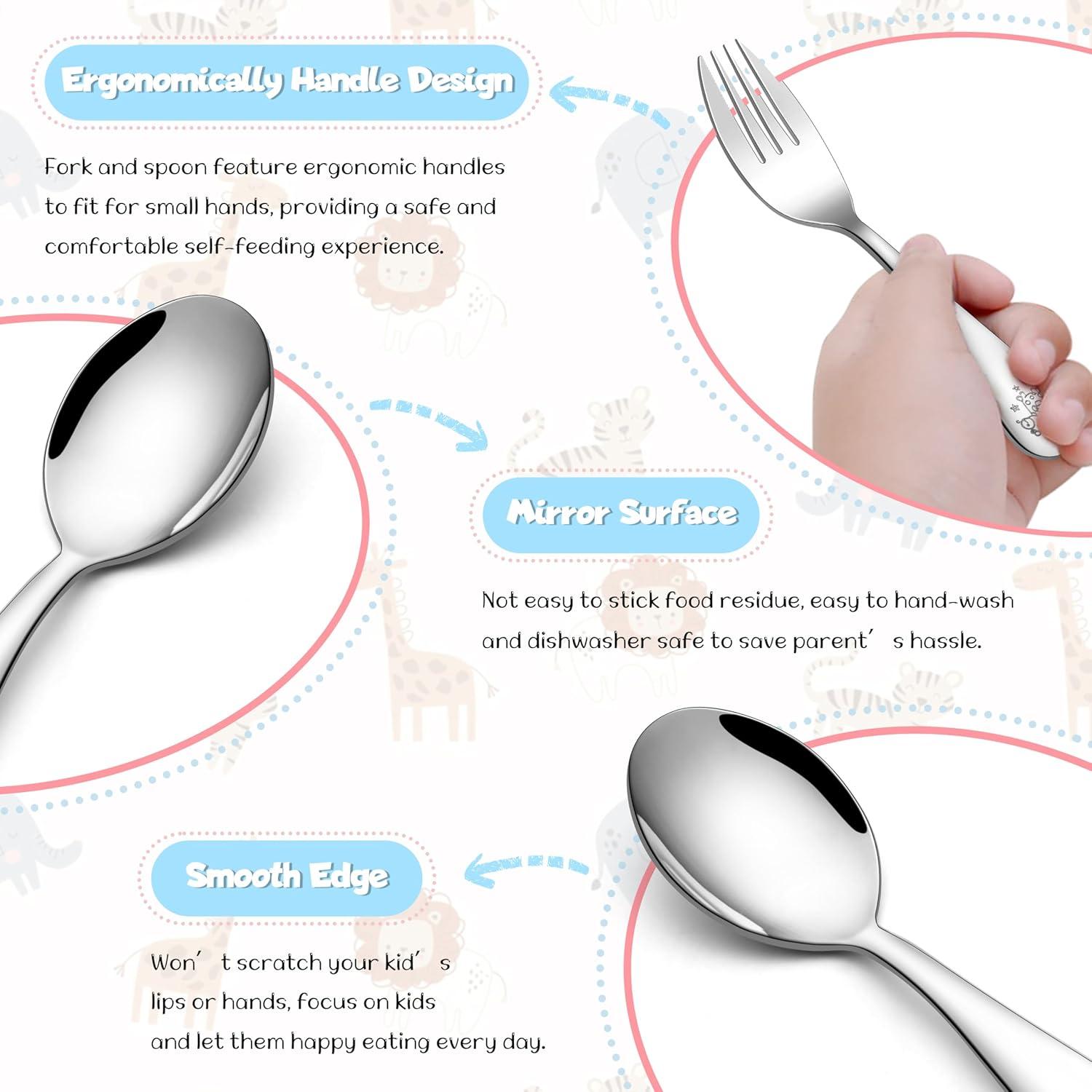 Set de Cubiertos para Niños TeamFar - 6 Piezas Acero Inoxidable