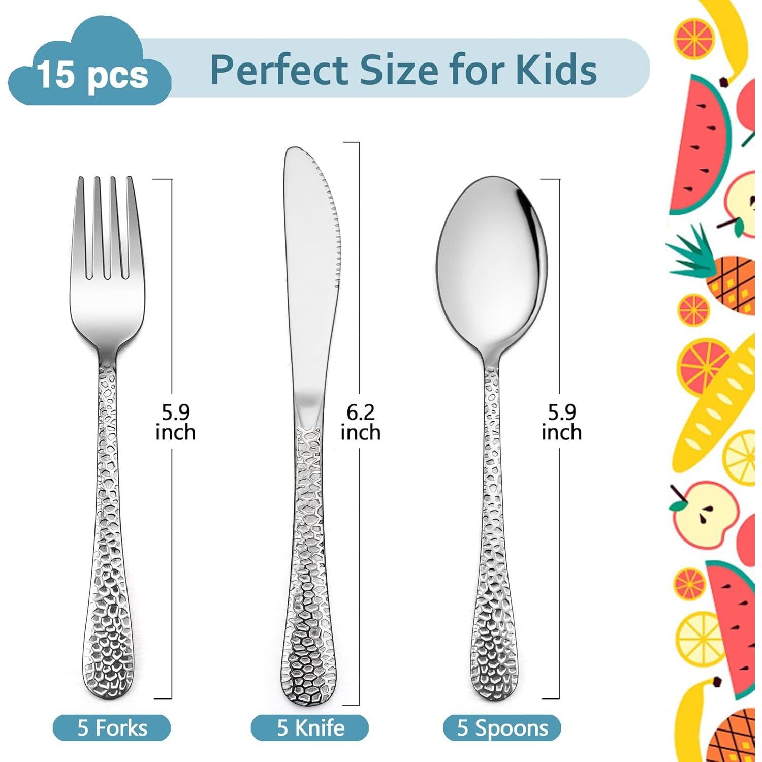 LIANYU Juego de Utensilios para Niños 15 Piezas Acero Inoxidable