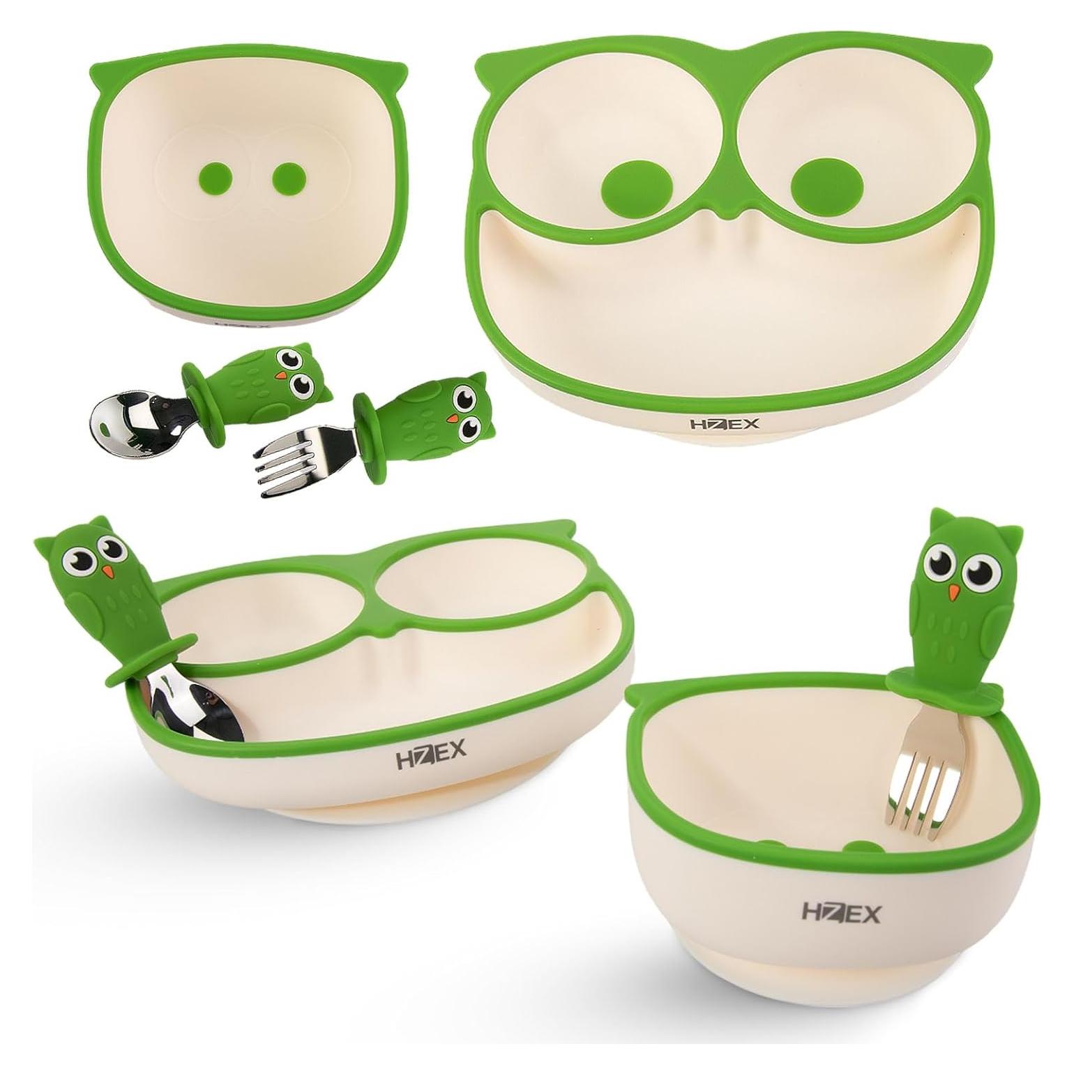 Conjunto de Alimentación para Bebés HZEX - 4 Piezas Silicona Verde