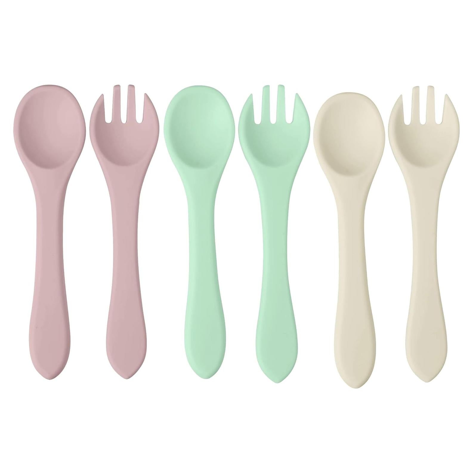 Juego de Cucharas y Tenedores de Silicona PandaEar - 6 Piezas