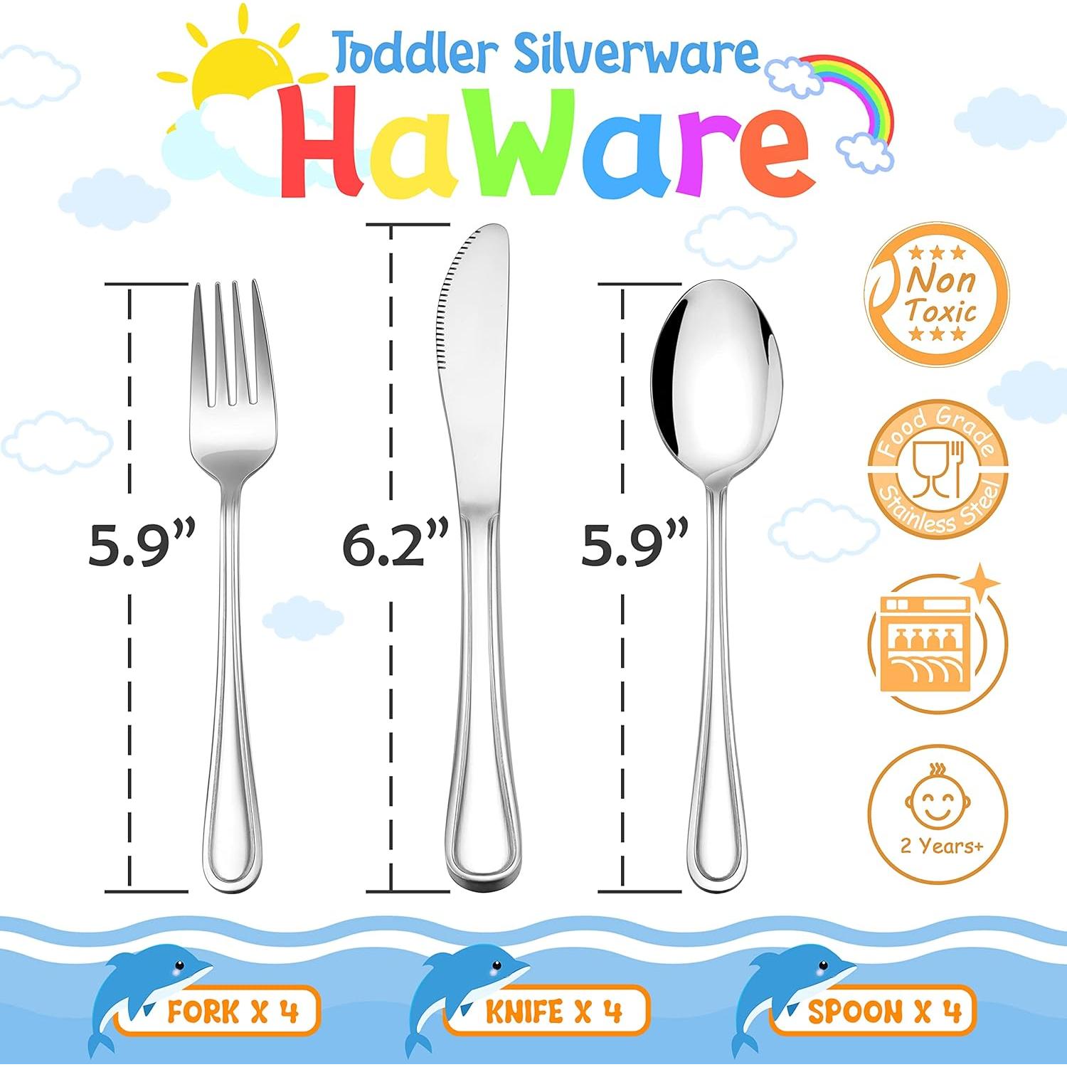 Juego de Cubiertos para Niños HaWare 12 Piezas Acero Inoxidable