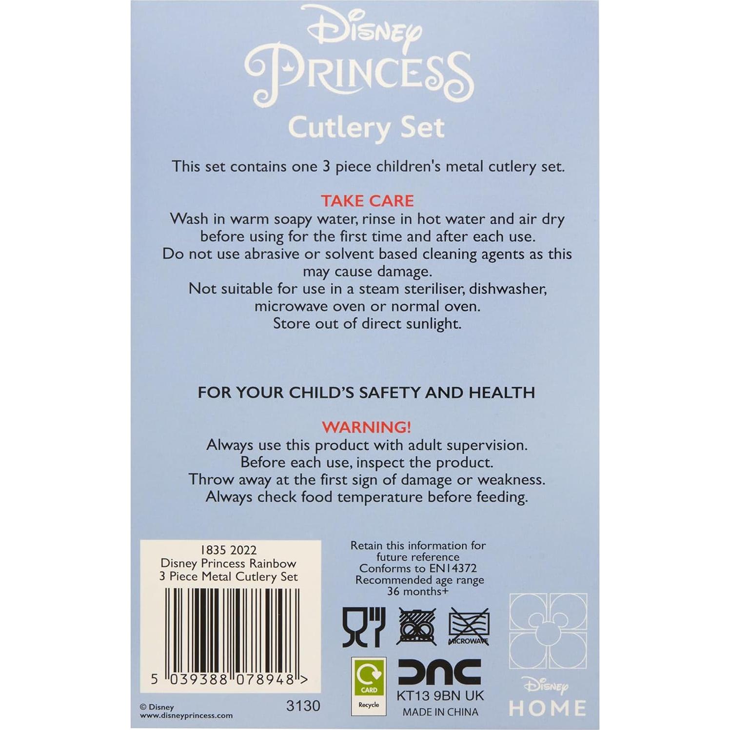 Juego de Cubiertos de 3 Piezas Princesa Disney - Acero Inoxidable