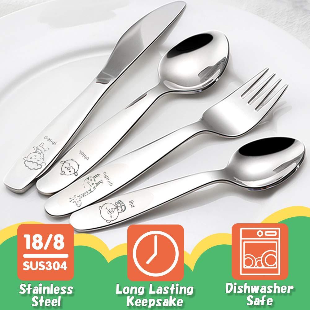 Juego de Cubiertos para Niños Lohodo 4 Piezas Acero Inoxidable