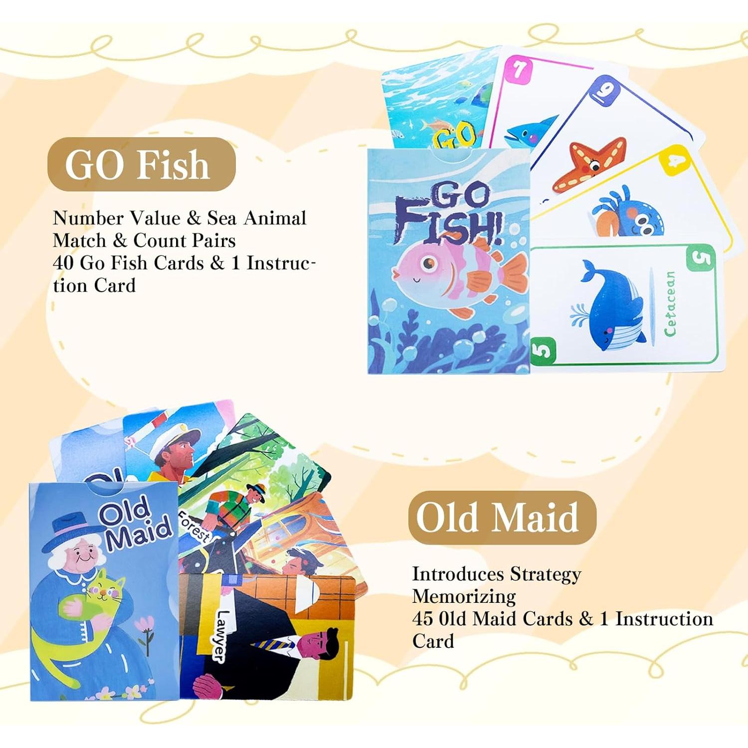 Juego de Cartas Old Maid y Go Fish BKBNSJ - 2 Barajas