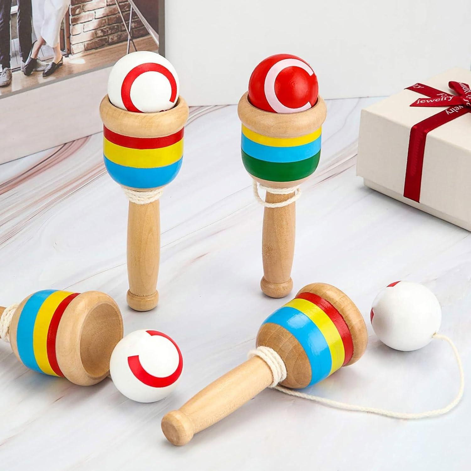 Juego de Pelota de Captura de Madera Gejoy - 4 Piezas, Coordinación Mano-Ojo