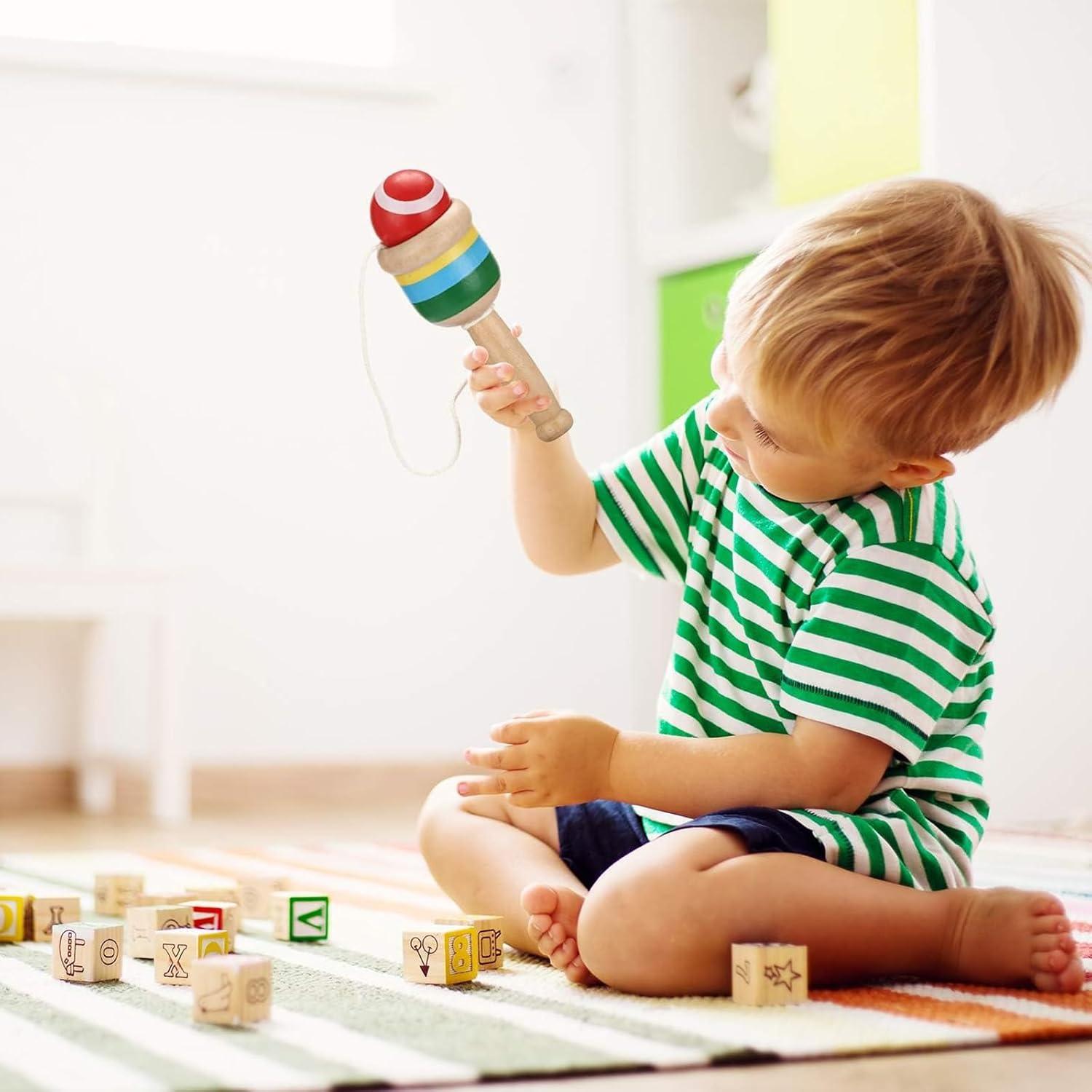 Juego de Pelota de Captura de Madera Gejoy - 4 Piezas, Coordinación Mano-Ojo