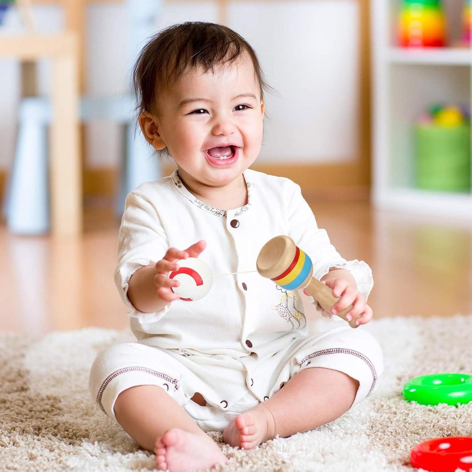 Juego de Pelota de Captura de Madera Gejoy - 4 Piezas, Coordinación Mano-Ojo