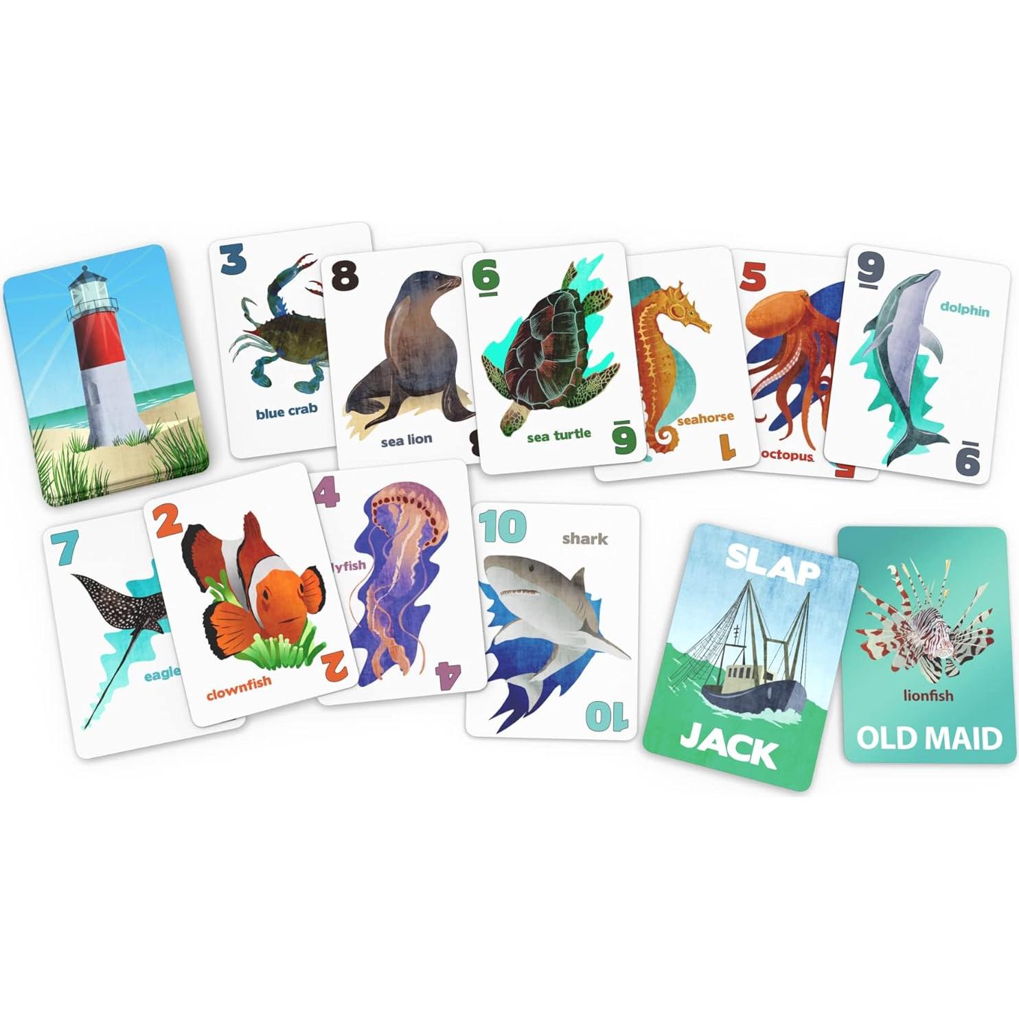 Juego de Cartas Go Fish Océanos Indómitos - Arizona GameCo - 3 Juegos en 1