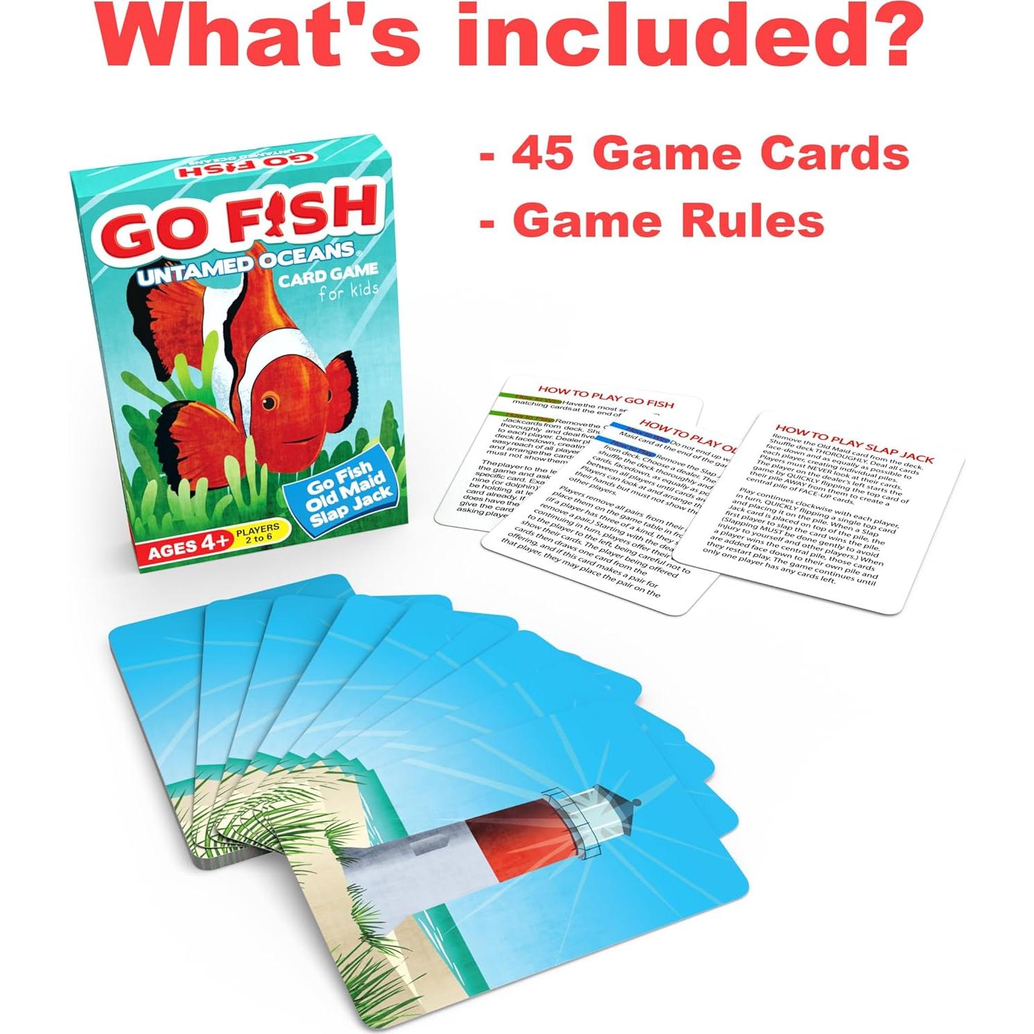 Juego de Cartas Go Fish Océanos Indómitos - Arizona GameCo - 3 Juegos en 1
