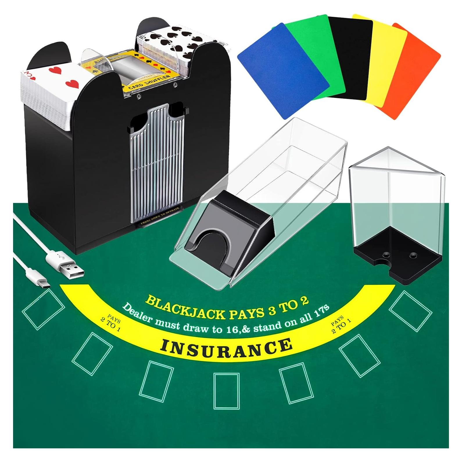 Conjunto de Blackjack Aoriher con Tapete y Mezclador Automático