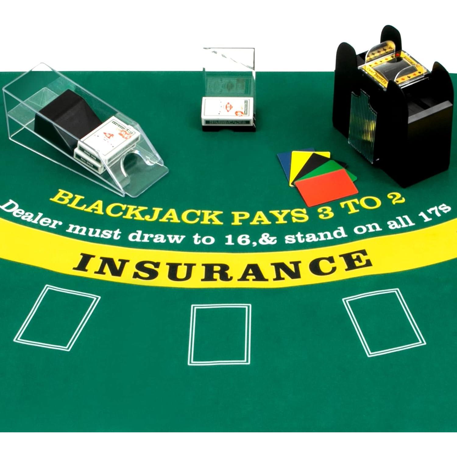 Conjunto de Blackjack Aoriher con Tapete y Mezclador Automático