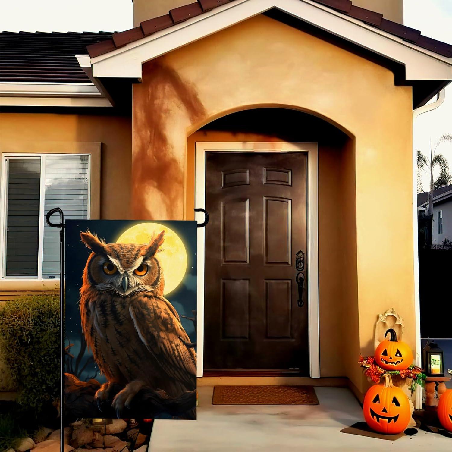 Bandera de Jardín Doble Cara Búho 30x46 cm Poliester