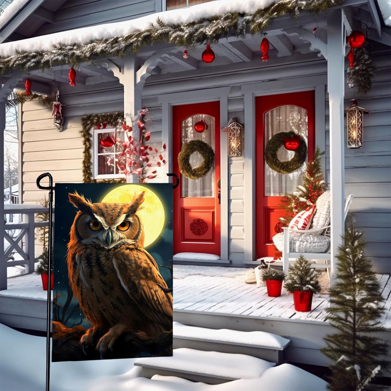 Bandera de Jardín Doble Cara Búho 30x46 cm Poliester