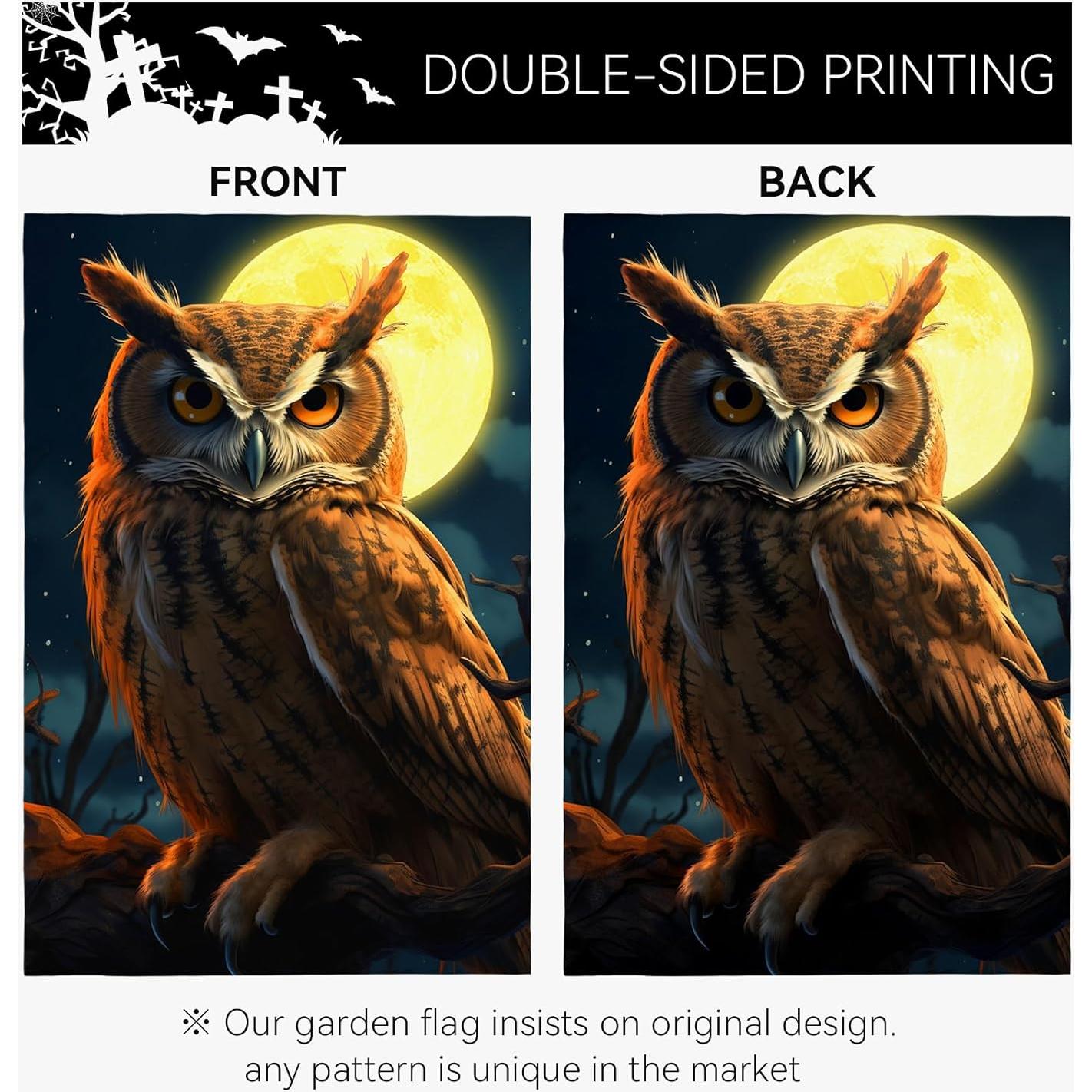Bandera de Jardín Doble Cara Búho 30x46 cm Poliester