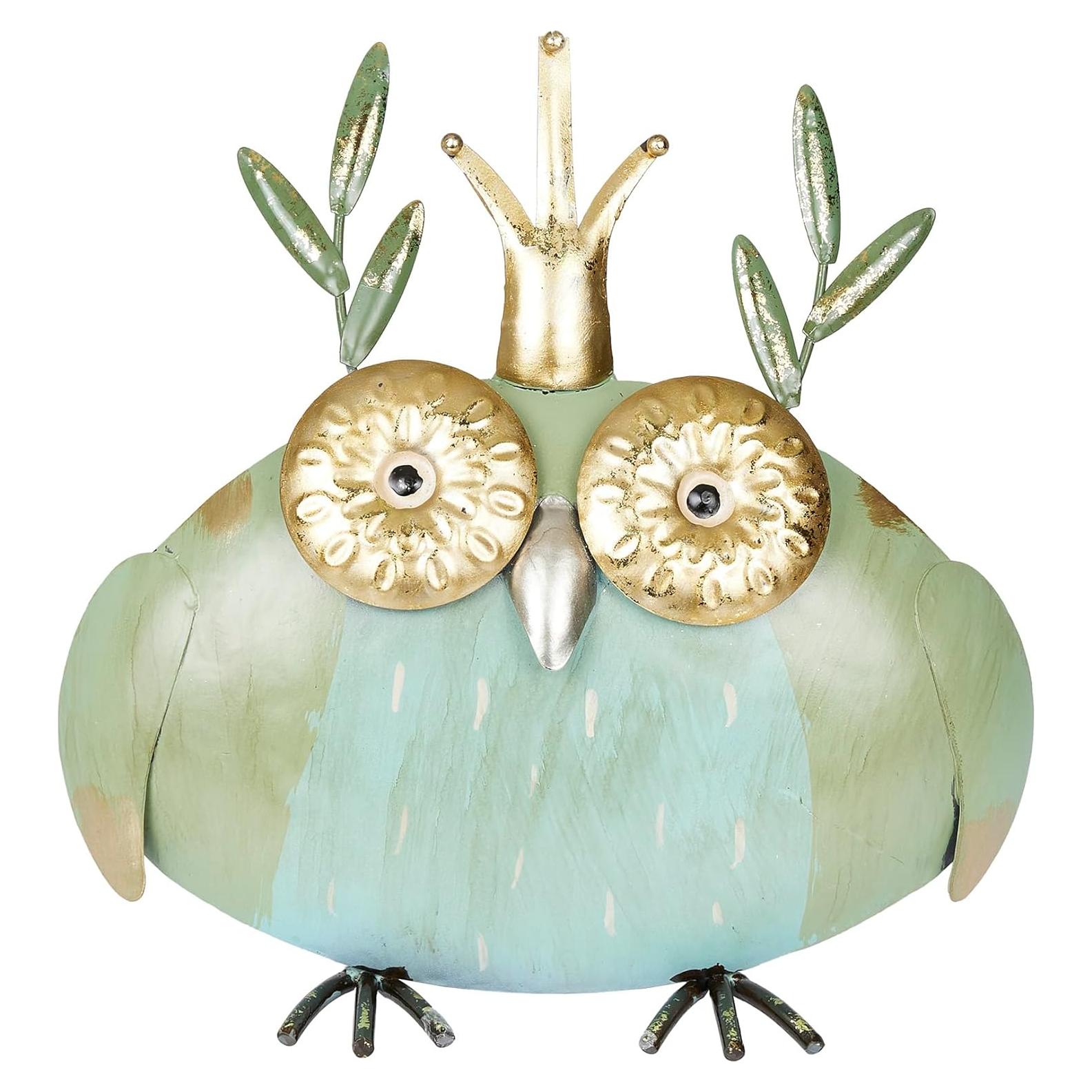 Estatua de Búho de Metal Alpine 20.32 cm para Jardín