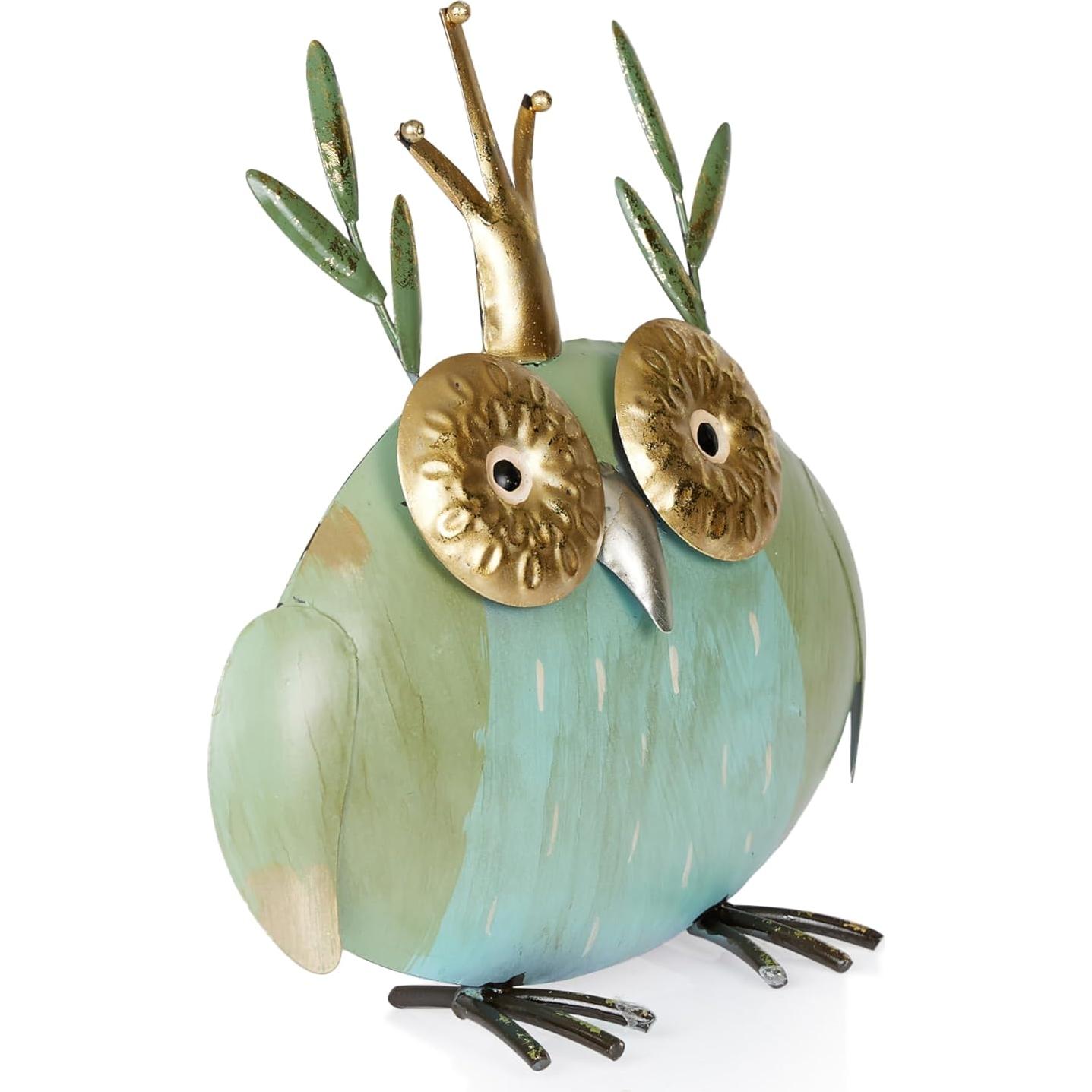 Estatua de Búho de Metal Alpine 20.32 cm para Jardín