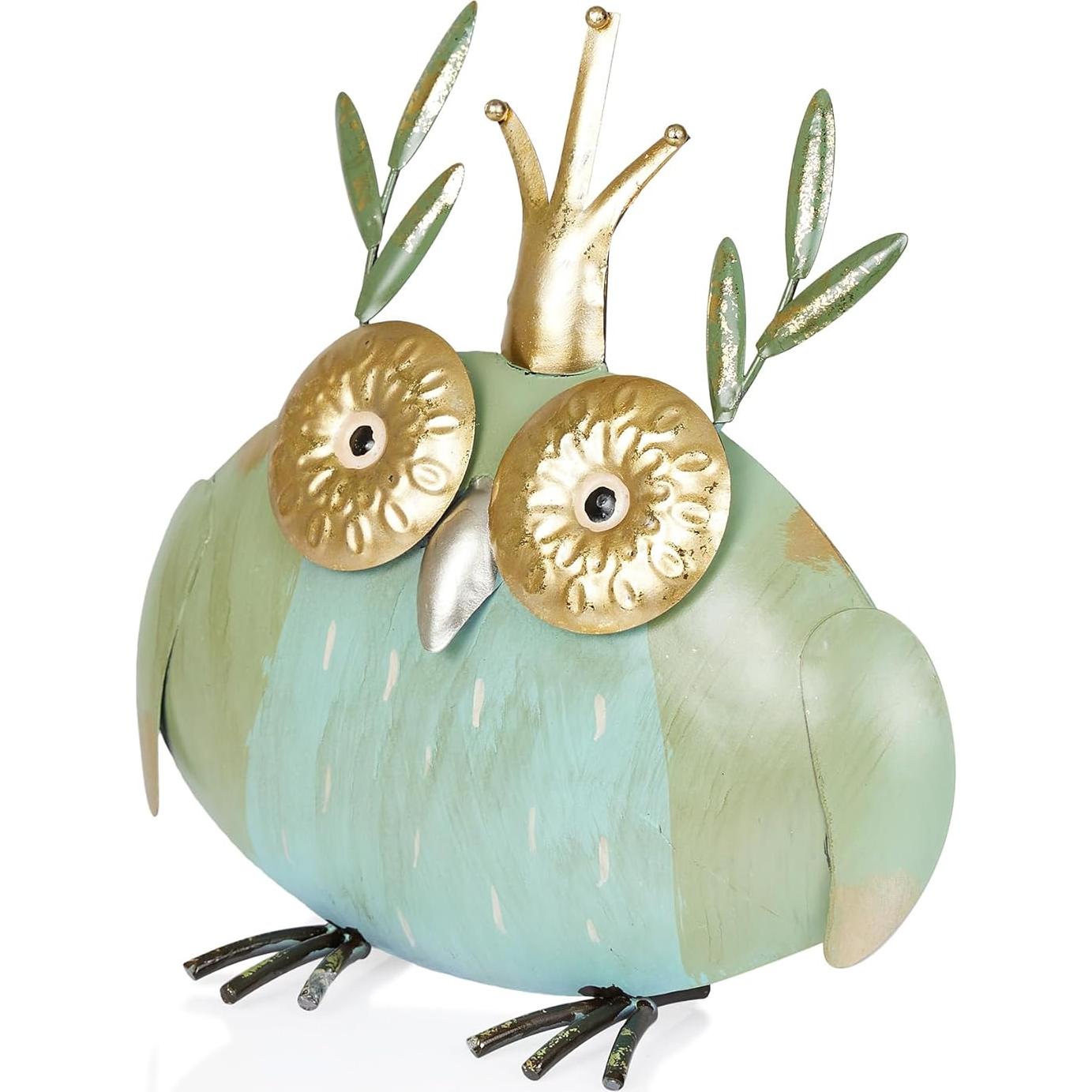 Estatua de Búho de Metal Alpine 20.32 cm para Jardín